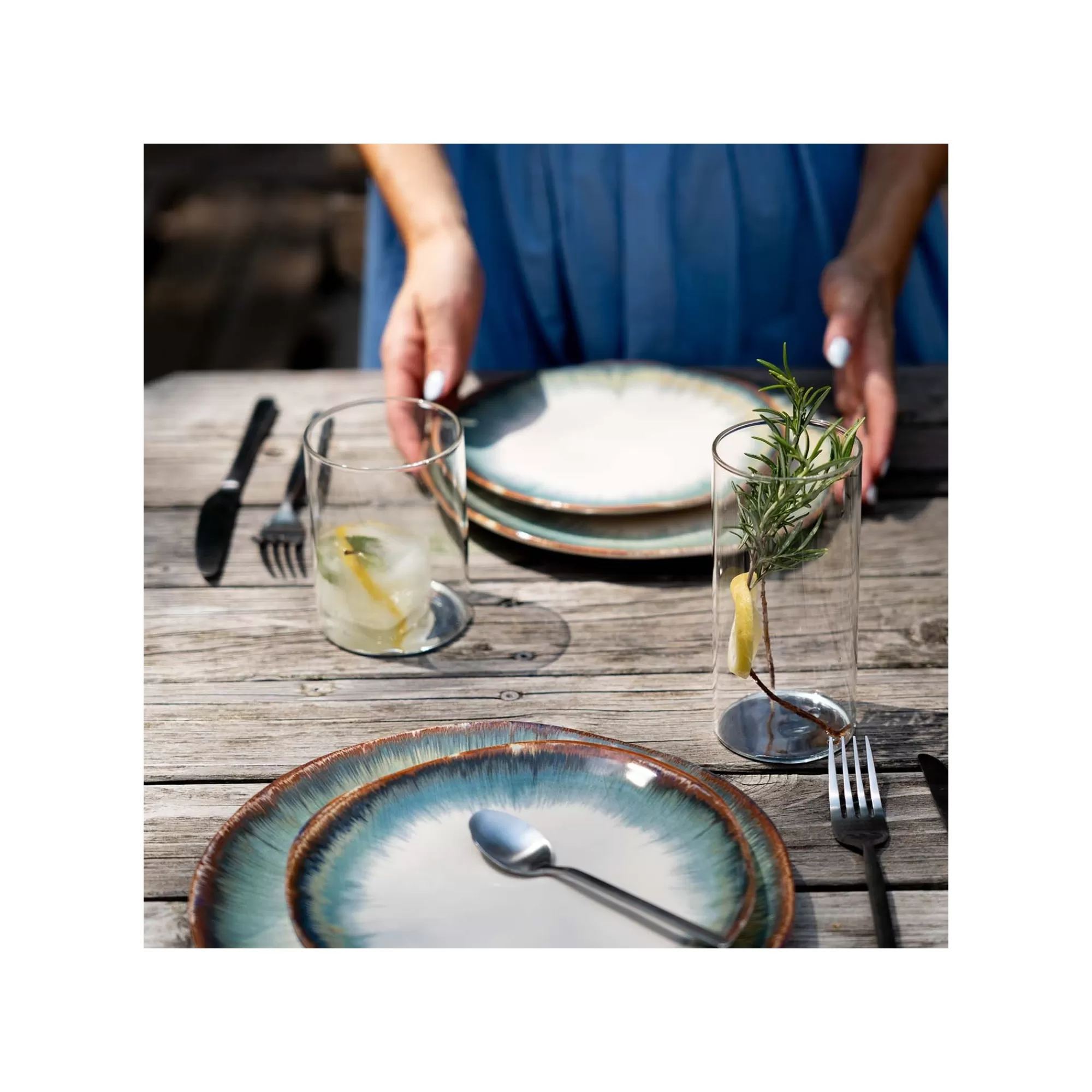 KARE Design Assiettes Organic Bleues 26cm Set De 4 ^ Vaisselle