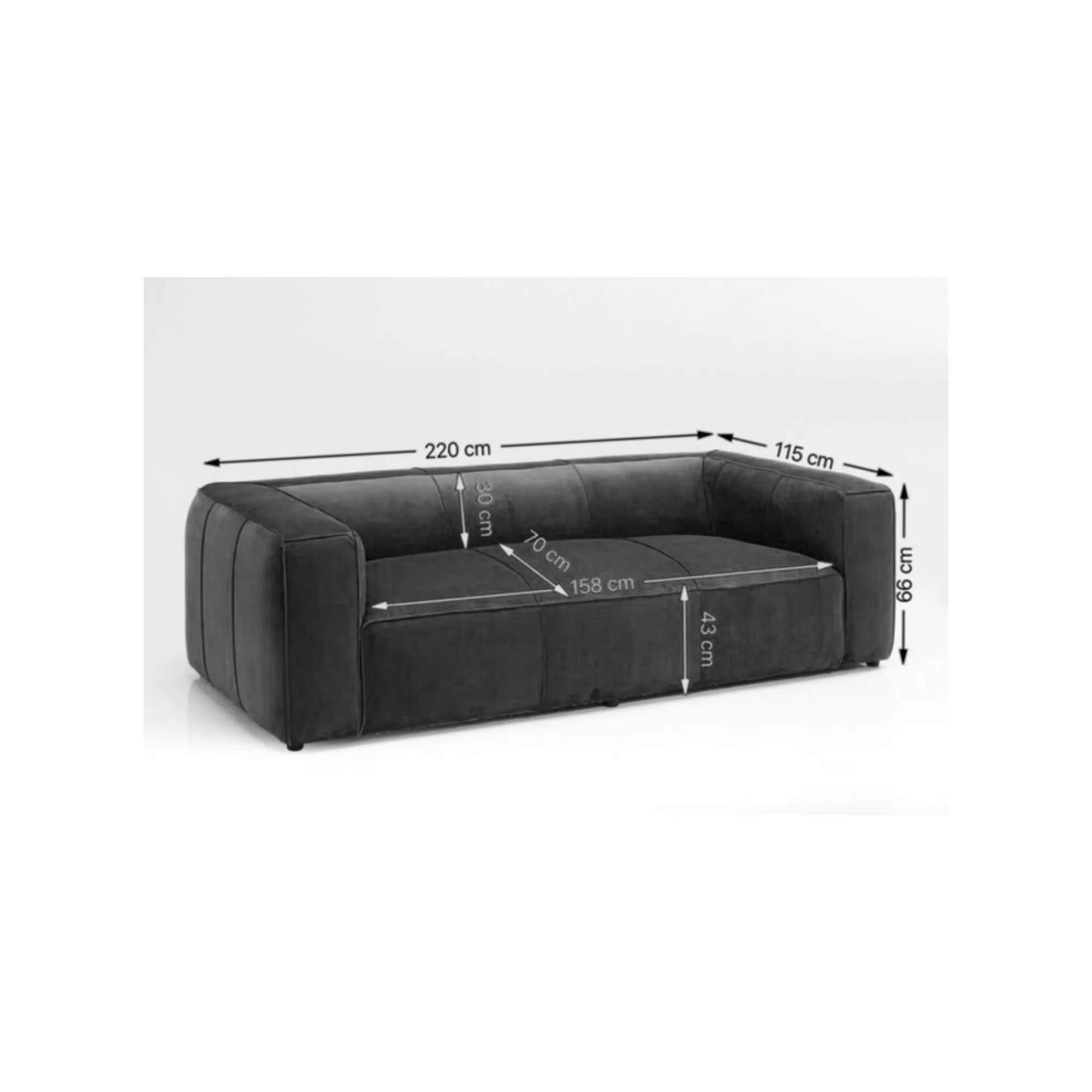 KARE Design Canapé Cubetto 3 Places Cord Gris Clair ^ Canapé & Banquette