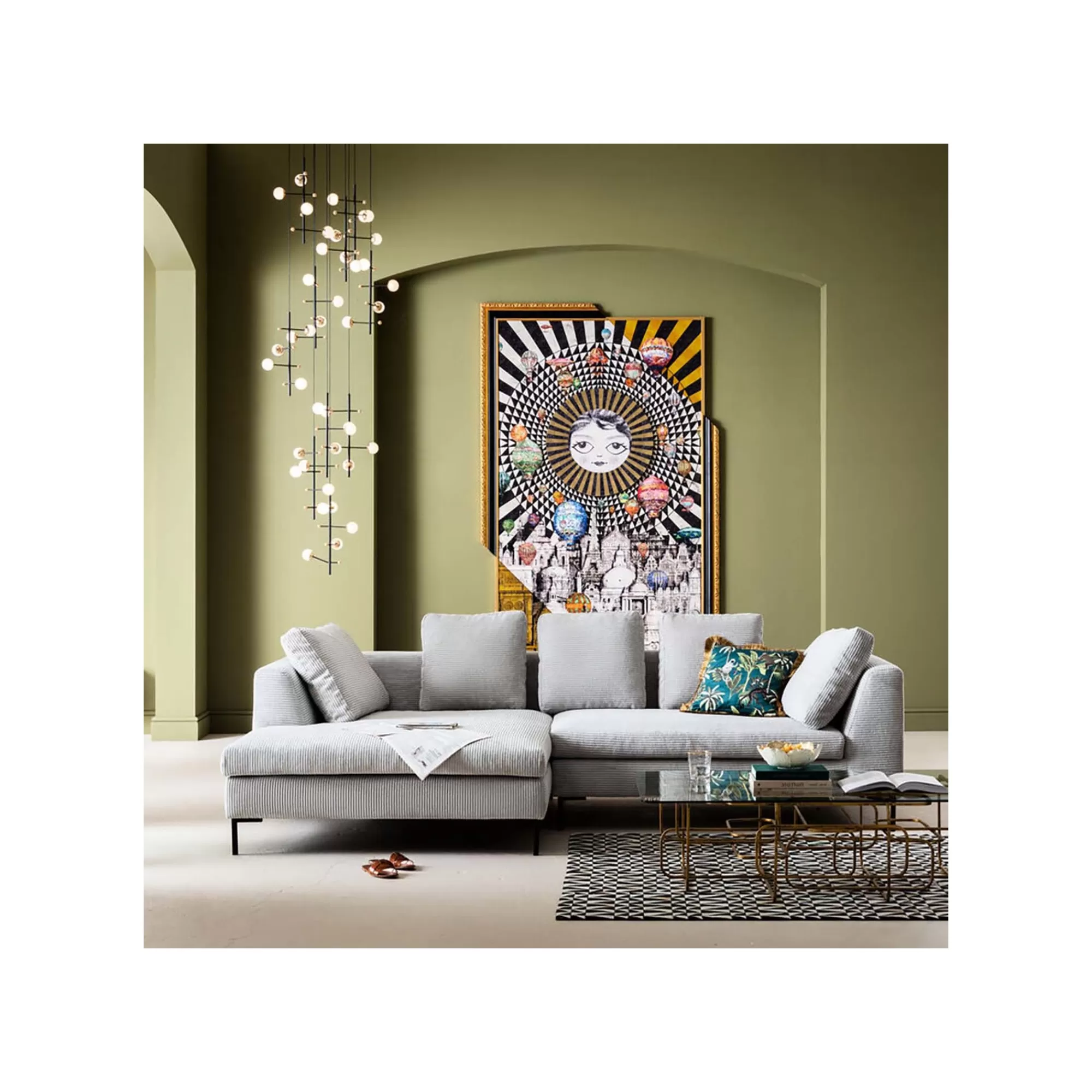 KARE Design Canapé D'angle Gianna Cord 290cm Gauche Gris ^ Canapé & Banquette