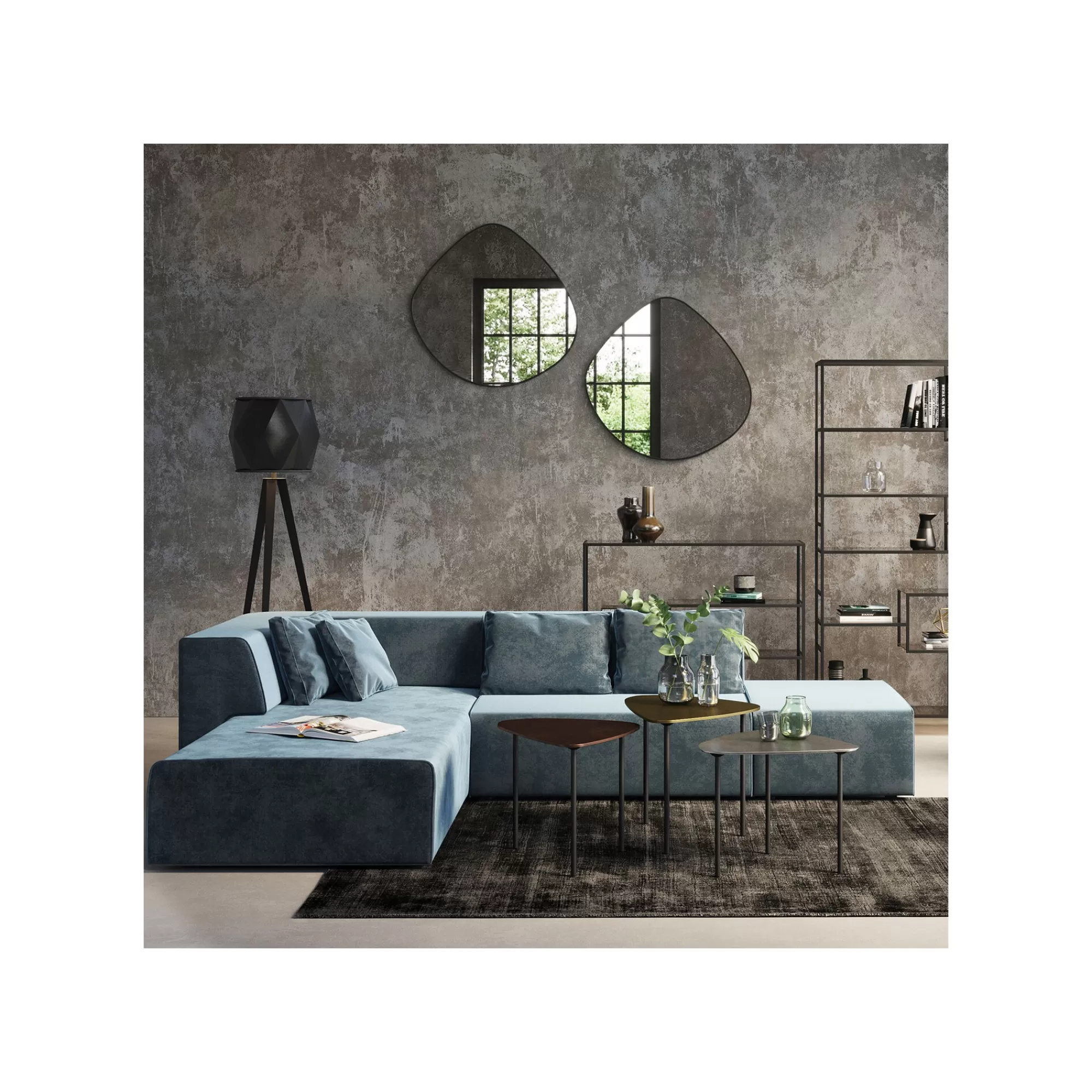 KARE Design Canapé D'angle Infinity Gauche Velours Océan ^ Canapé & Banquette