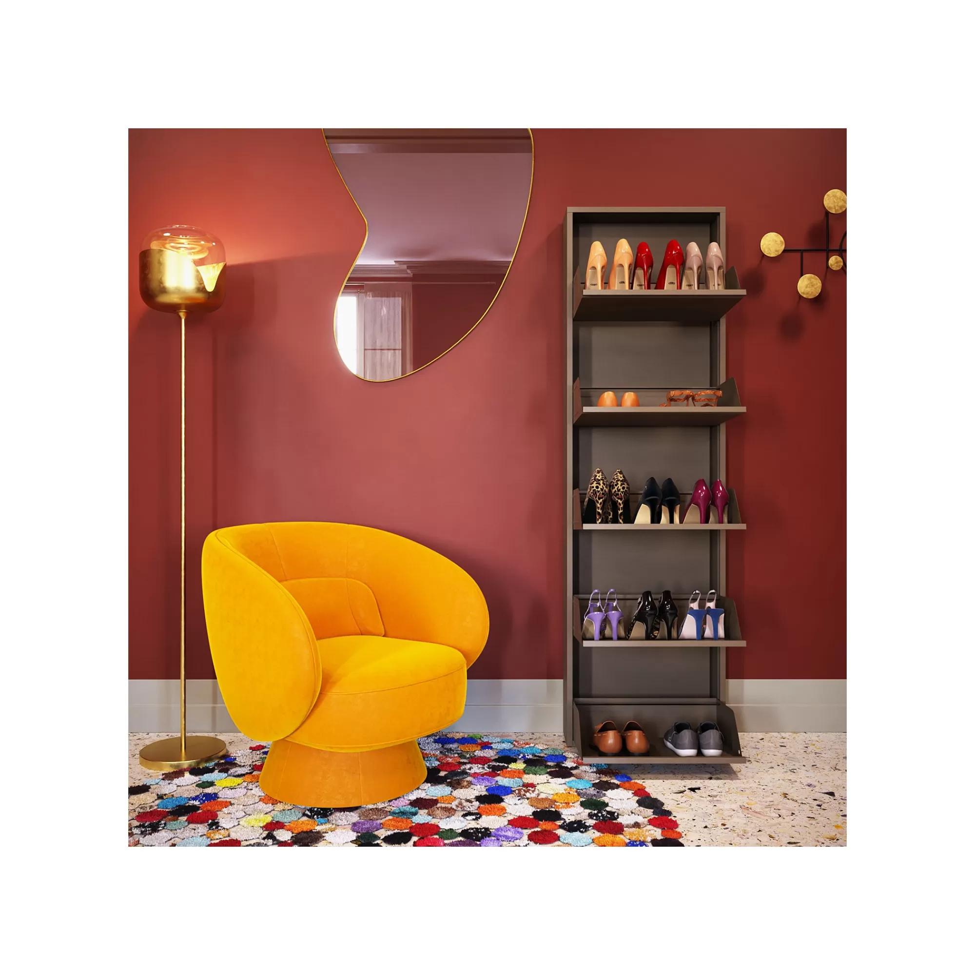 KARE Design Casier à Chaussures Caruso Taupe 5 Tiroirs ^ Meuble À Chaussures