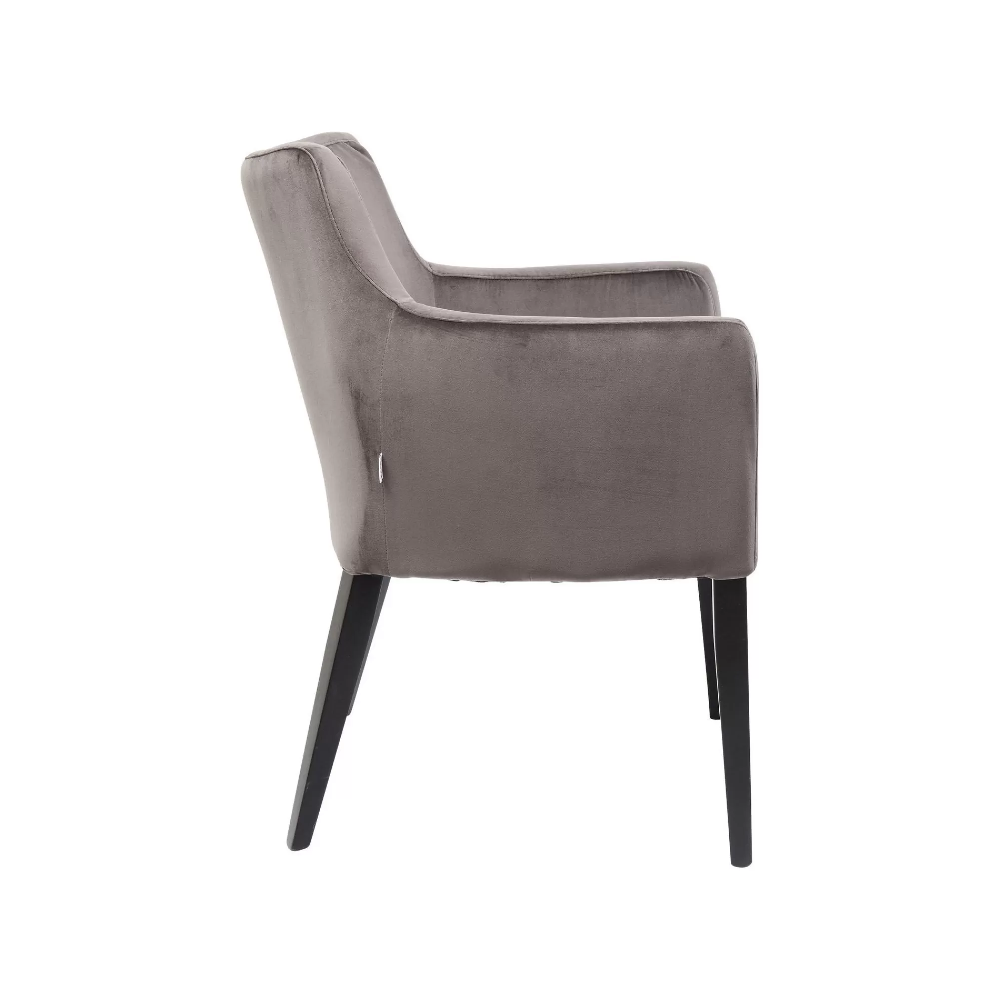KARE Design Chaise Avec Accoudoirs Mode Pieds Noirs Velours Gris ^ Chaise