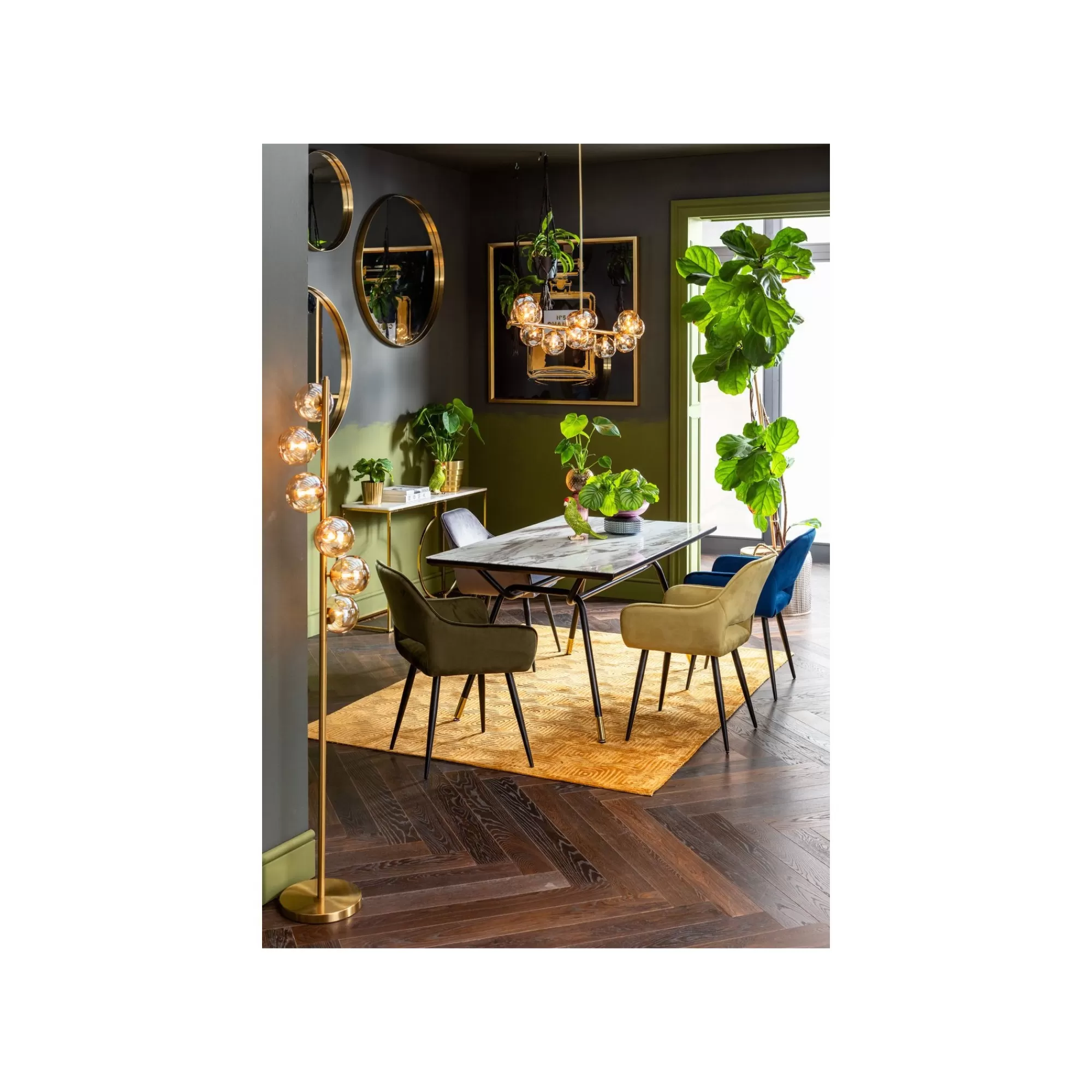 KARE Design Chaise Avec Accoudoirs San Francisco Velours Vert Foncé ^ Chaise