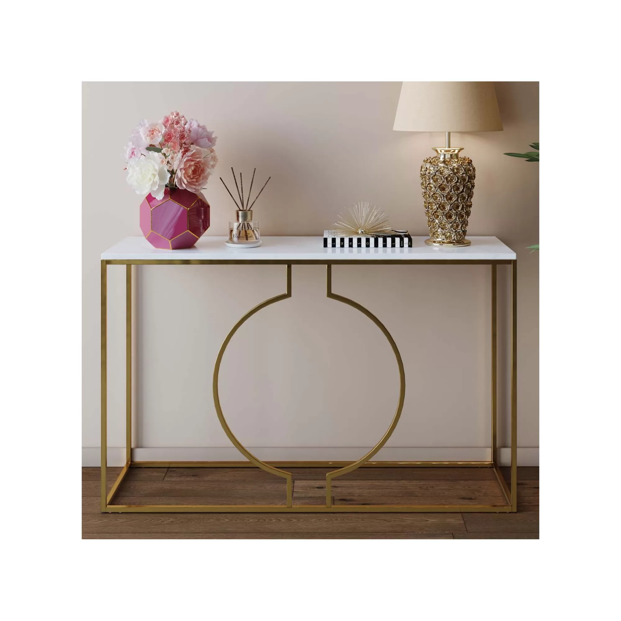 KARE Design Console Miami Loft 120x35cm Blanche Et Dorée ^ Console