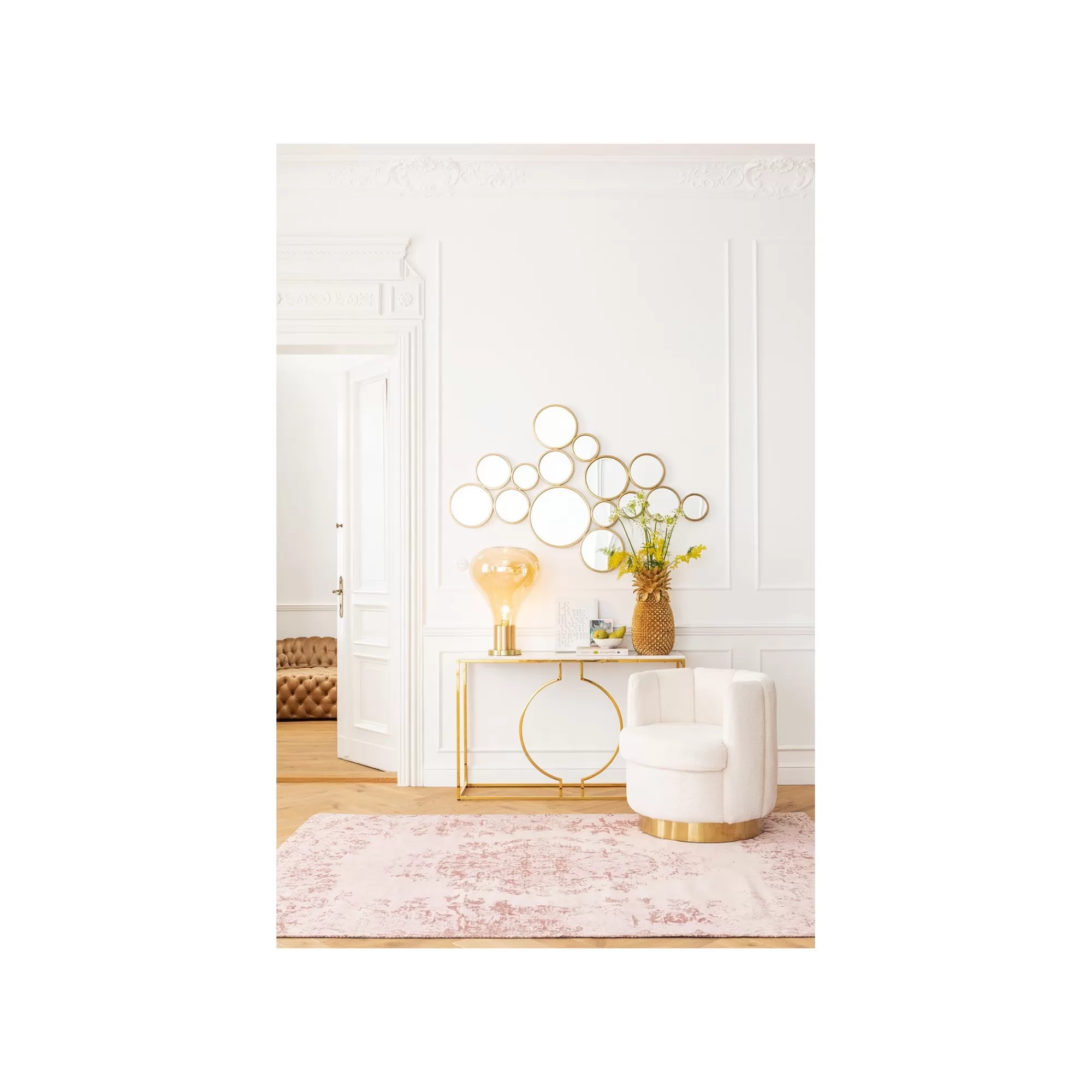 KARE Design Console Miami Loft 120x35cm Blanche Et Dorée ^ Console