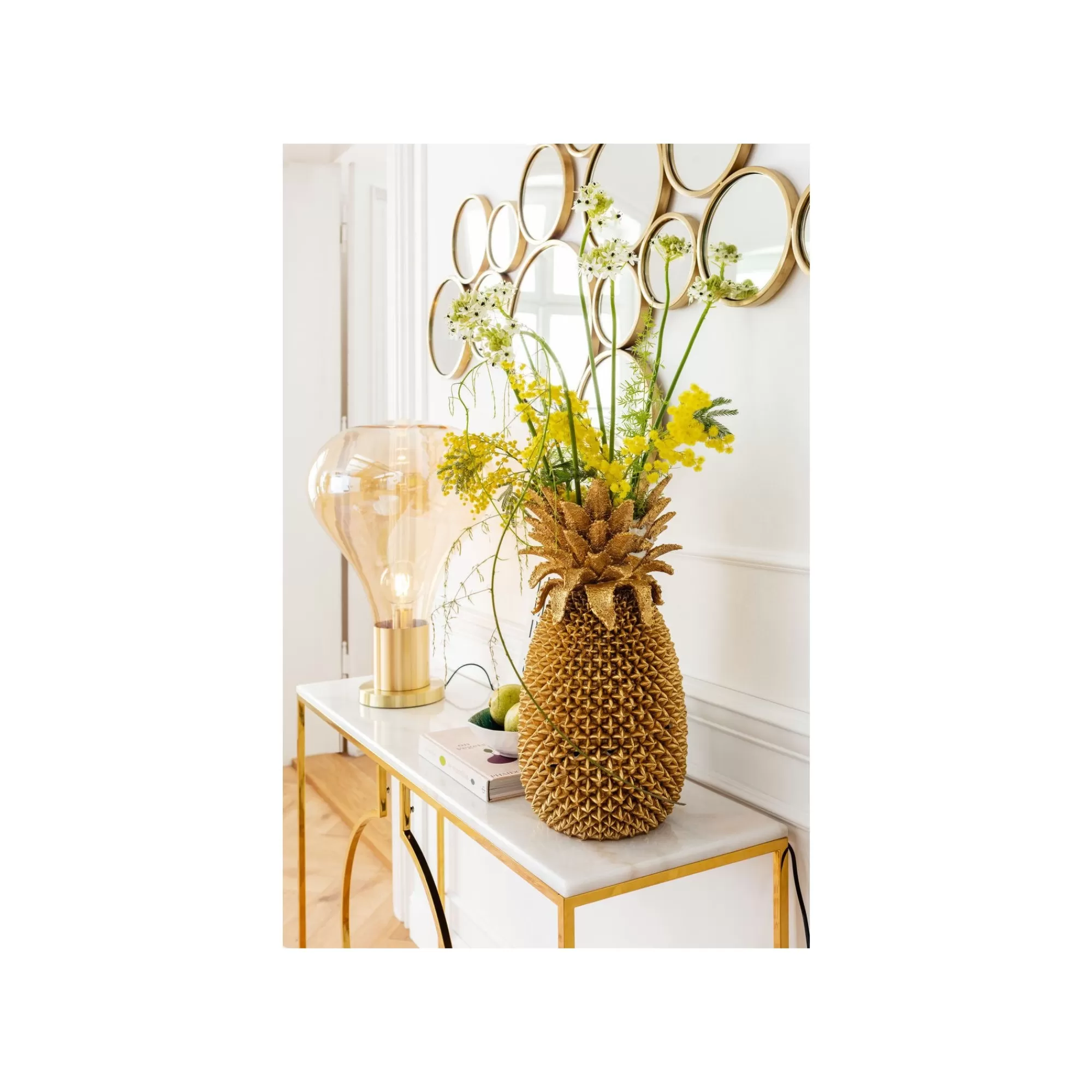 KARE Design Console Miami Loft 120x35cm Blanche Et Dorée ^ Console