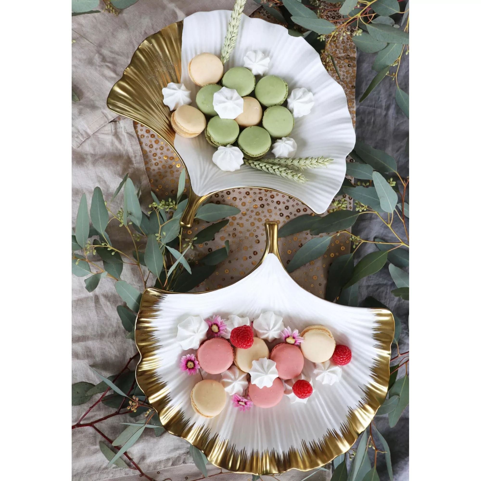 KARE Design Coupe Feuille De Ginkgo Bordure Dorée ^ Vaisselle