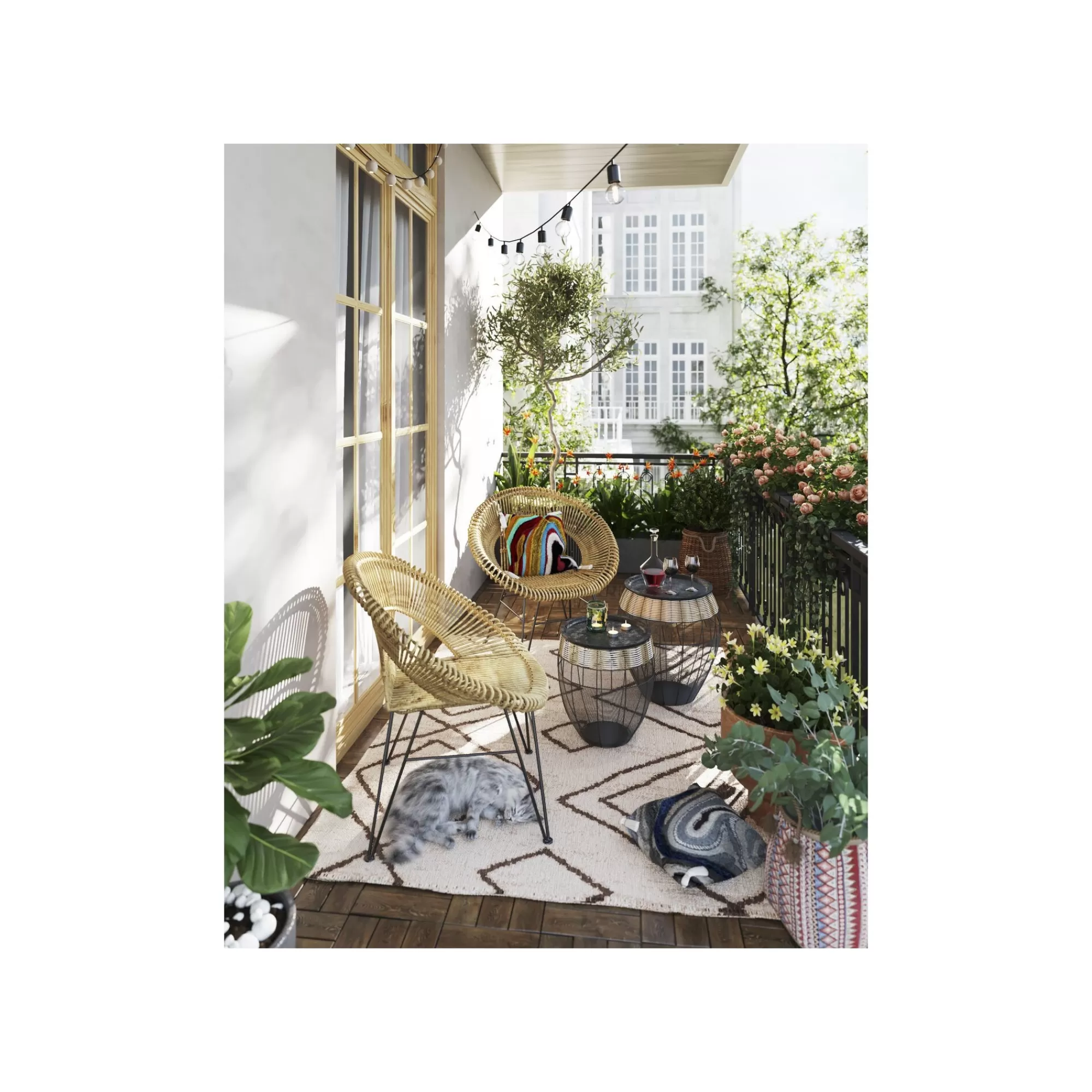 KARE Design Coussin Vagues Multicolores ^ Coussin & Plaid