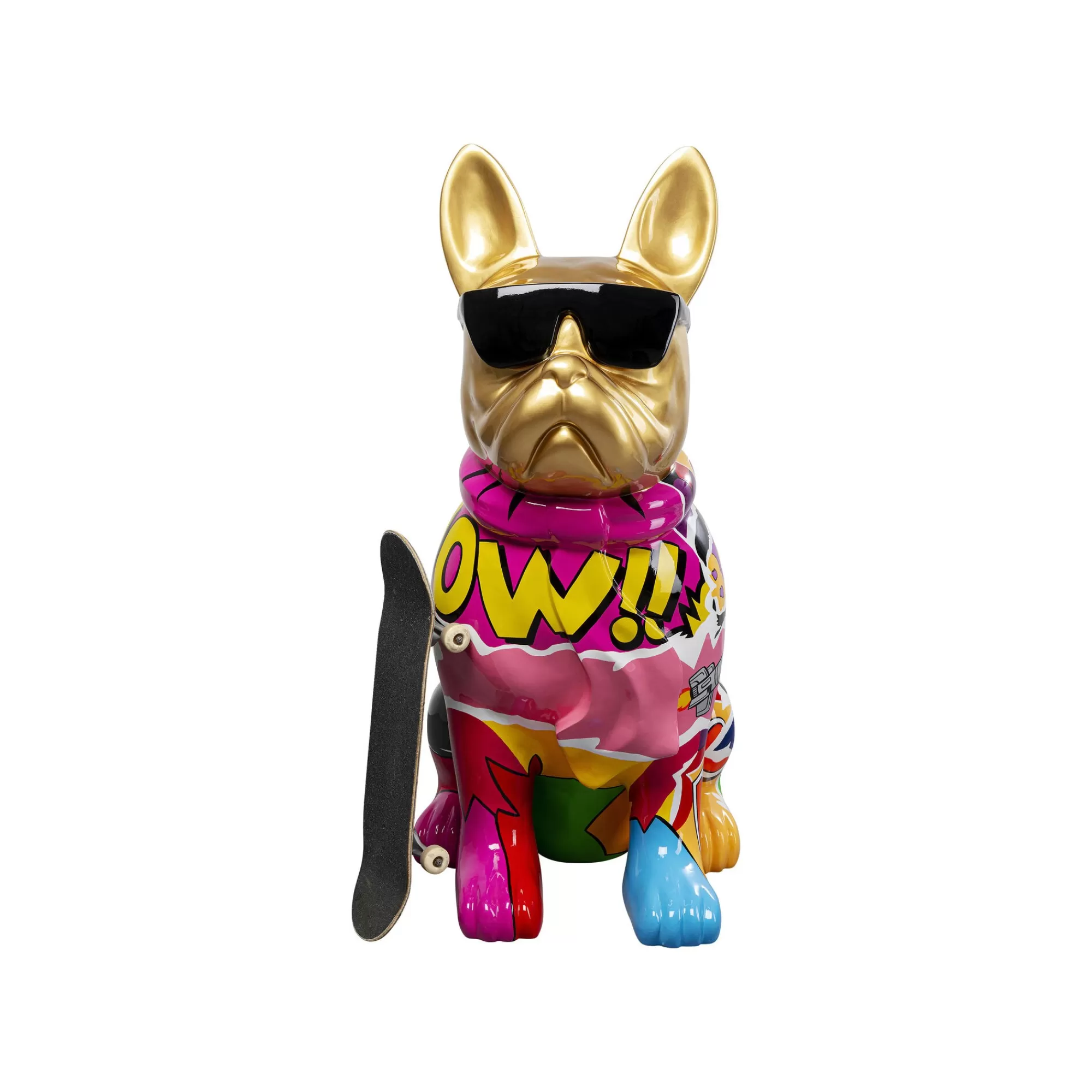 KARE Design Déco Bouledogue Doré Graffiti Lunettes XL 152cm ^ Déco