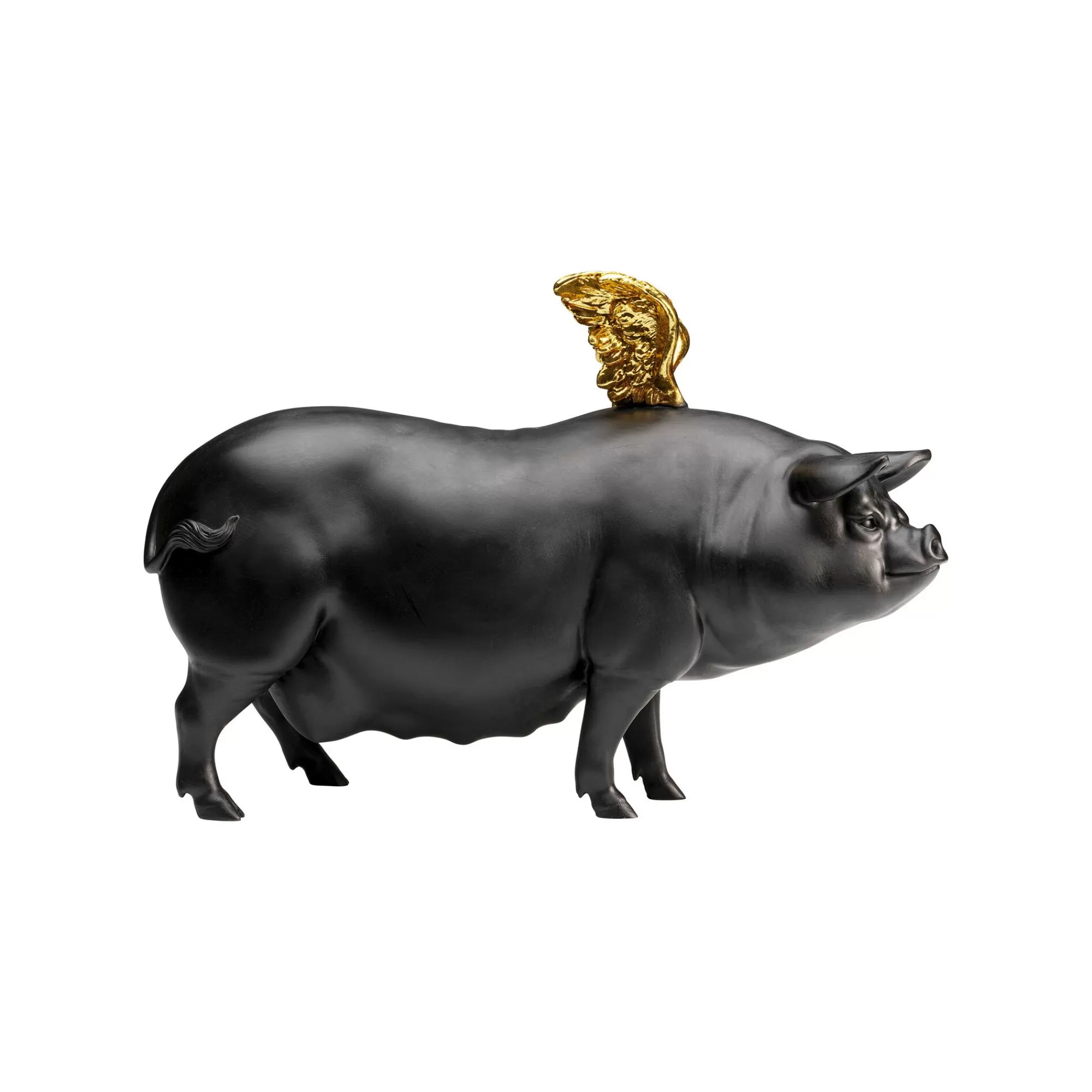 KARE Design Déco Cochon Noir Ailes Dorées ^ Déco