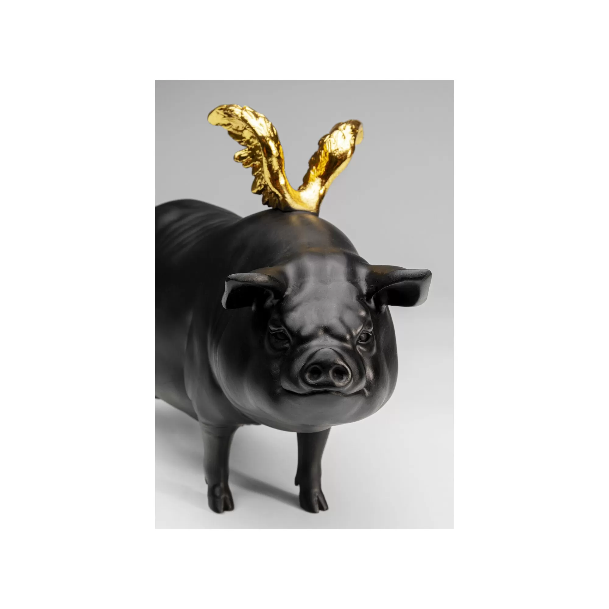 KARE Design Déco Cochon Noir Ailes Dorées ^ Déco