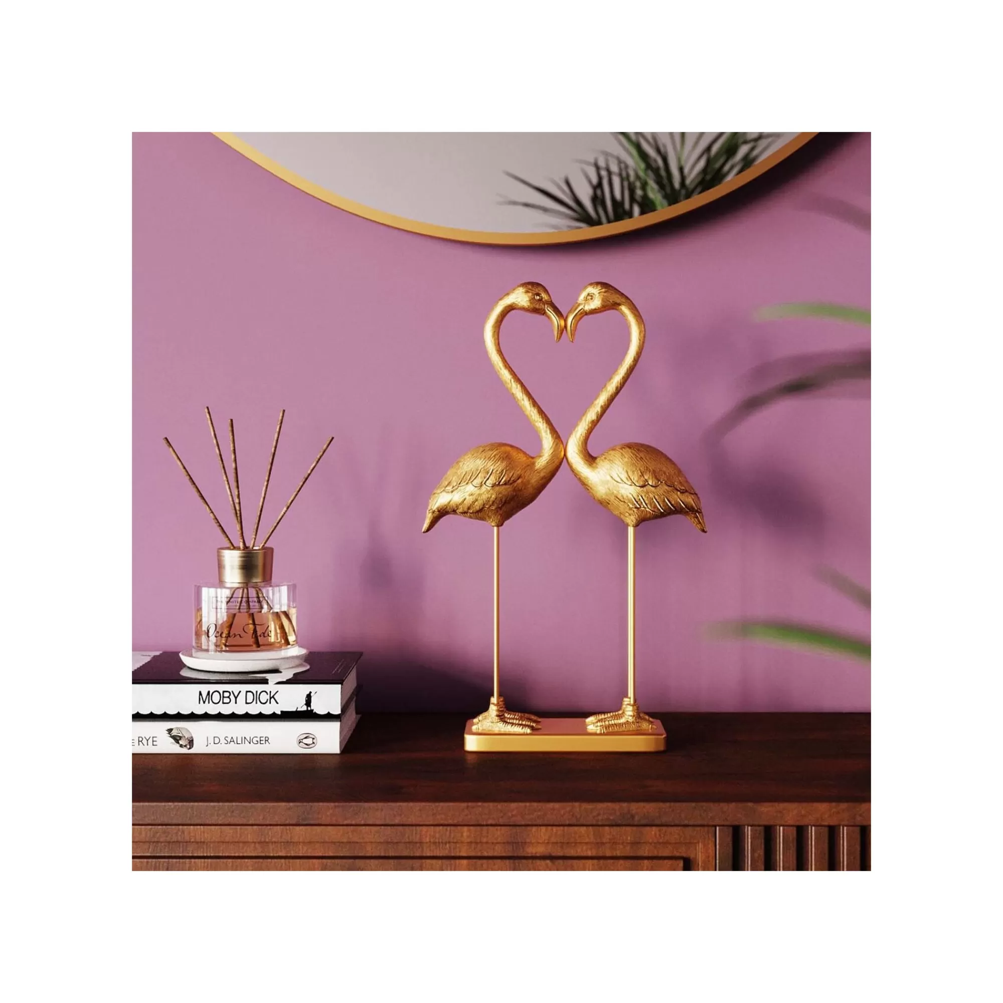KARE Design Déco Couple Cœur Flamants Dorés 39cm ^ Déco