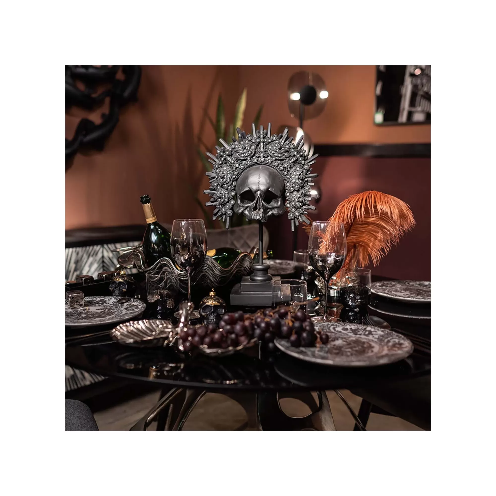 KARE Design Déco Crâne Couronne Noir ^ Déco