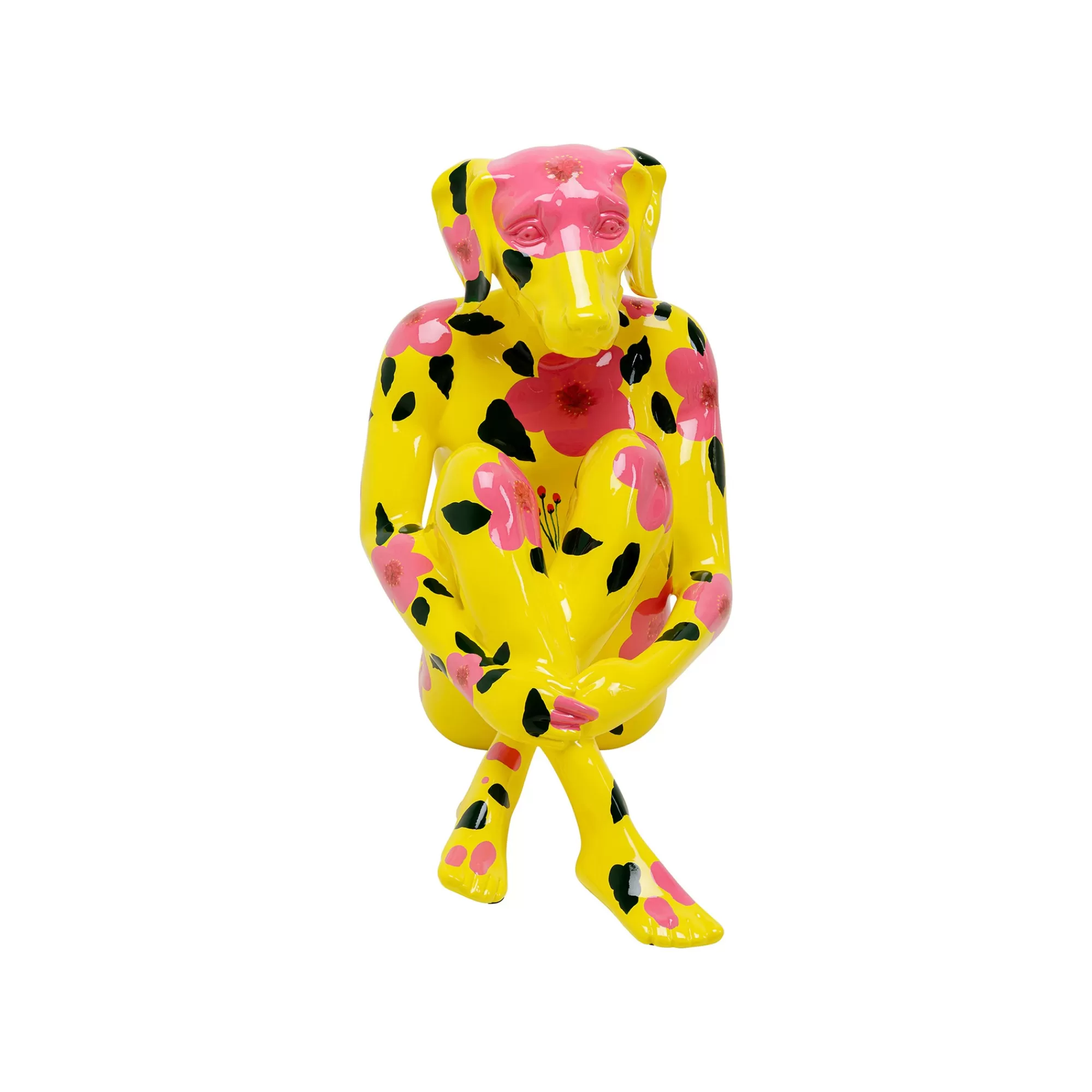 KARE Design Déco Gangster Chien Jaune XL Fleurs Roses ^ Déco
