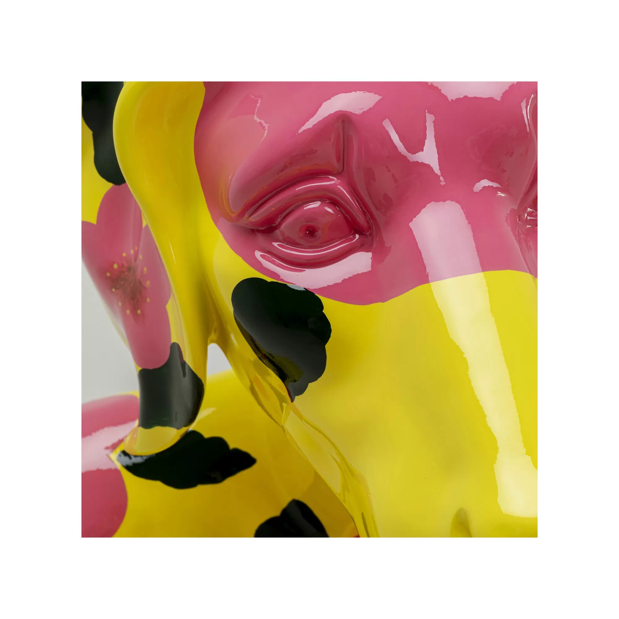 KARE Design Déco Gangster Chien Jaune XL Fleurs Roses ^ Déco