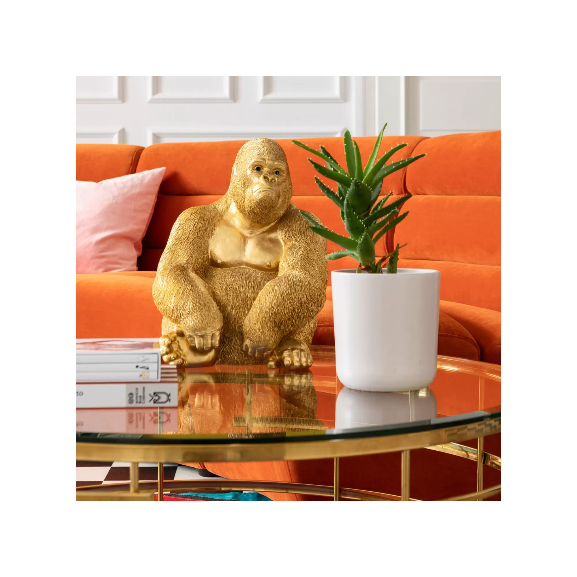 KARE Design Déco Gorille 39cm Doré ^ Déco