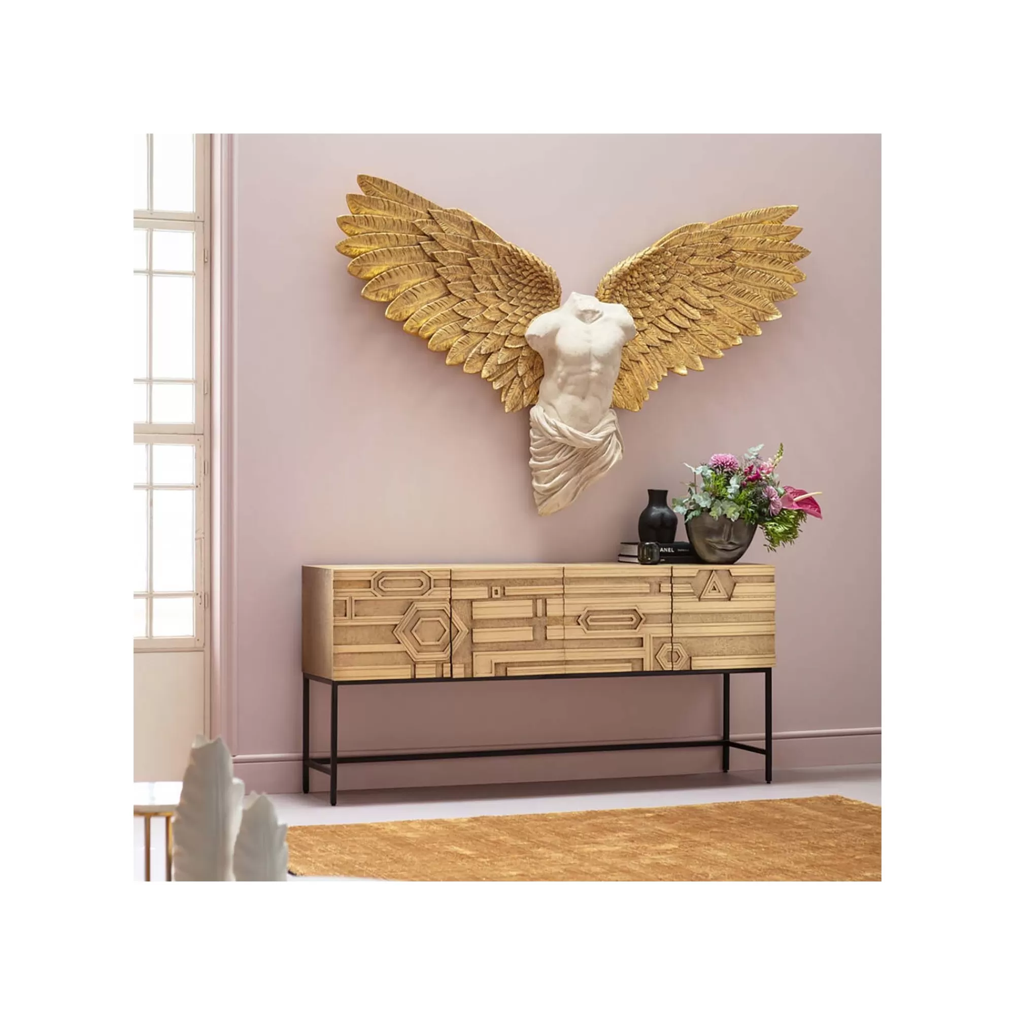 KARE Design Déco Murale Buste Homme Ailes Dorées 208x136cm ^ Déco Murale