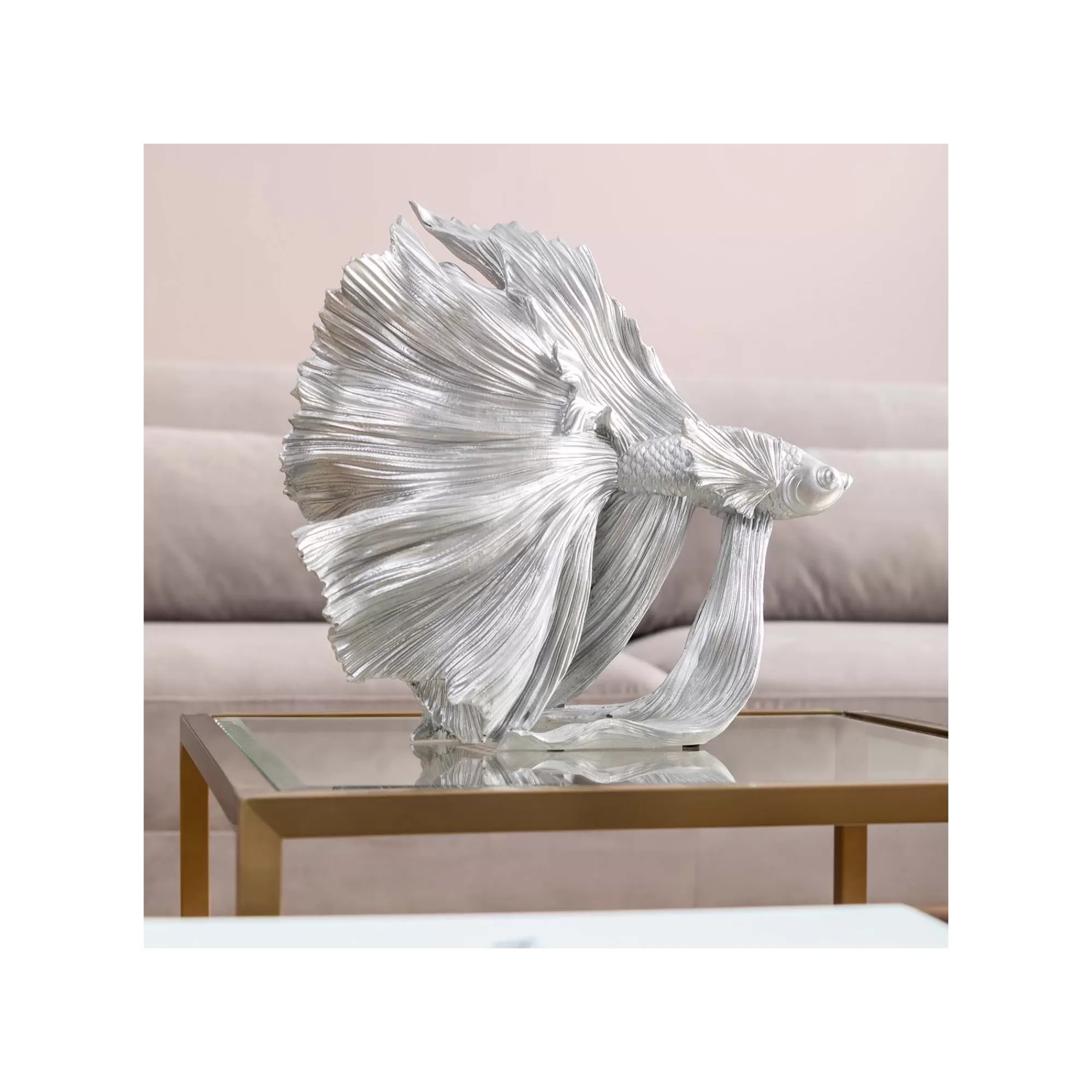 KARE Design Déco Poisson Combattant 34cm Argenté ^ Déco