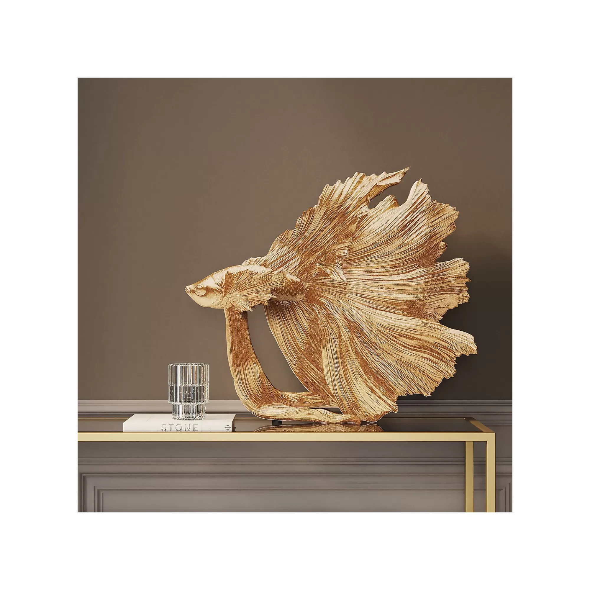KARE Design Déco Poisson Combattant 34cm Doré ^ Déco