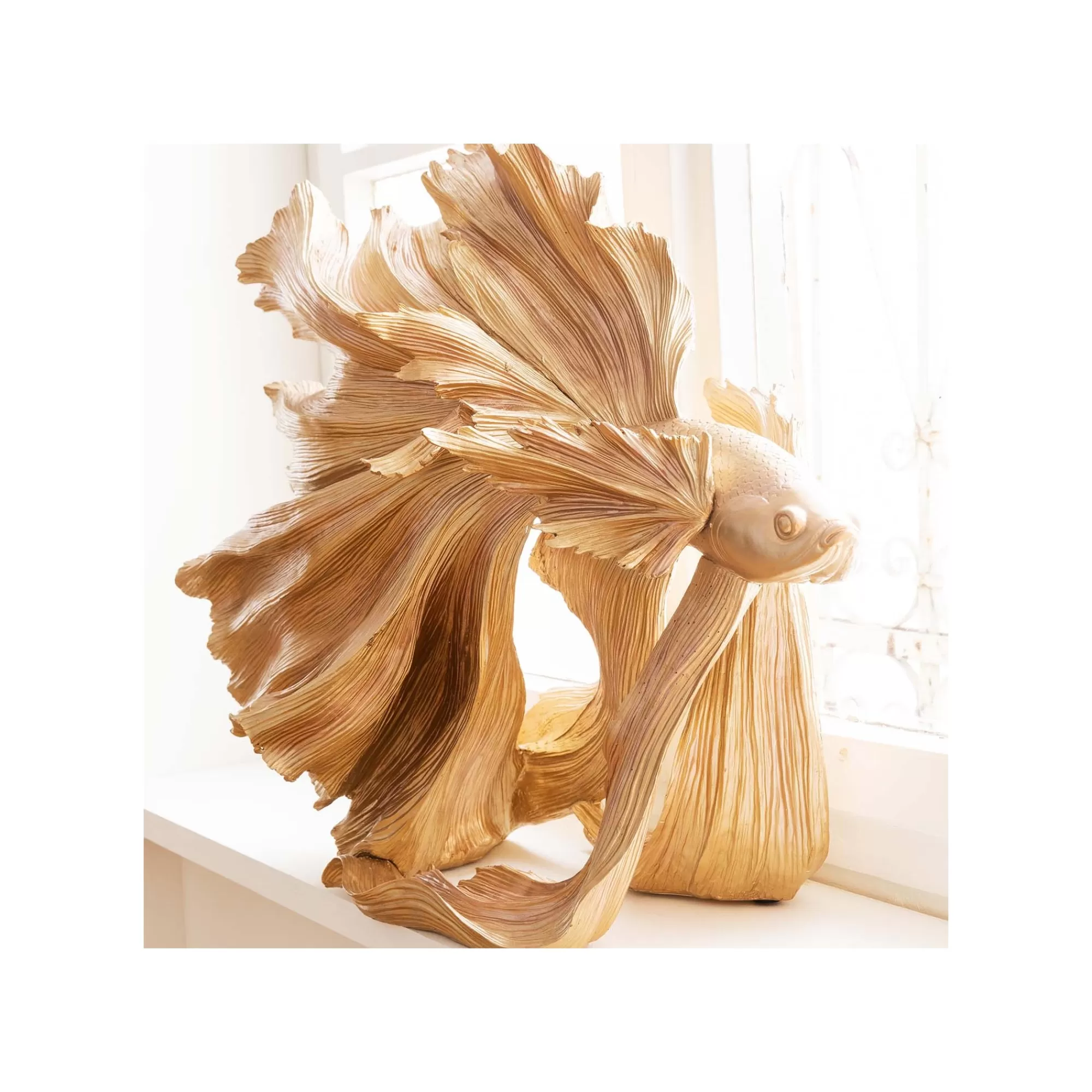 KARE Design Déco Poisson Combattant Doré 63cm ^ Déco