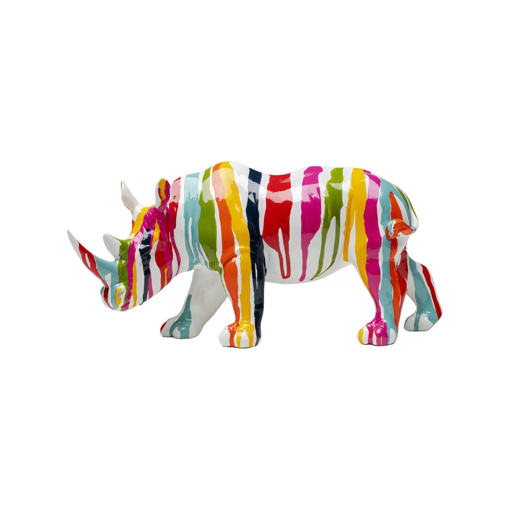 KARE Design Déco Rhino Blanc Coulées De Peinture 34cm ^ Déco