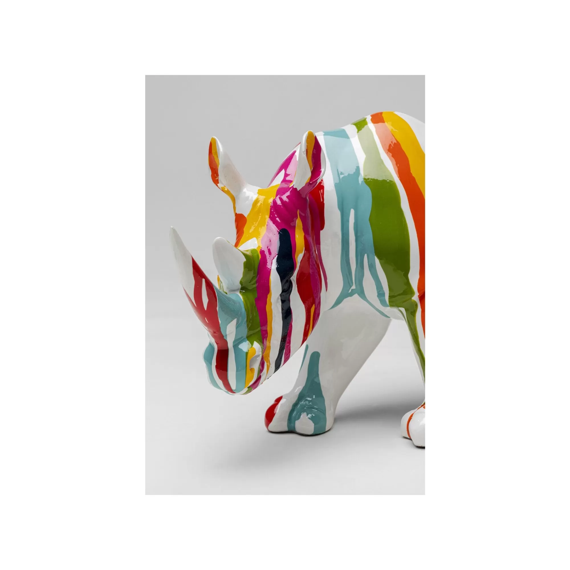 KARE Design Déco Rhino Blanc Coulées De Peinture 34cm ^ Déco