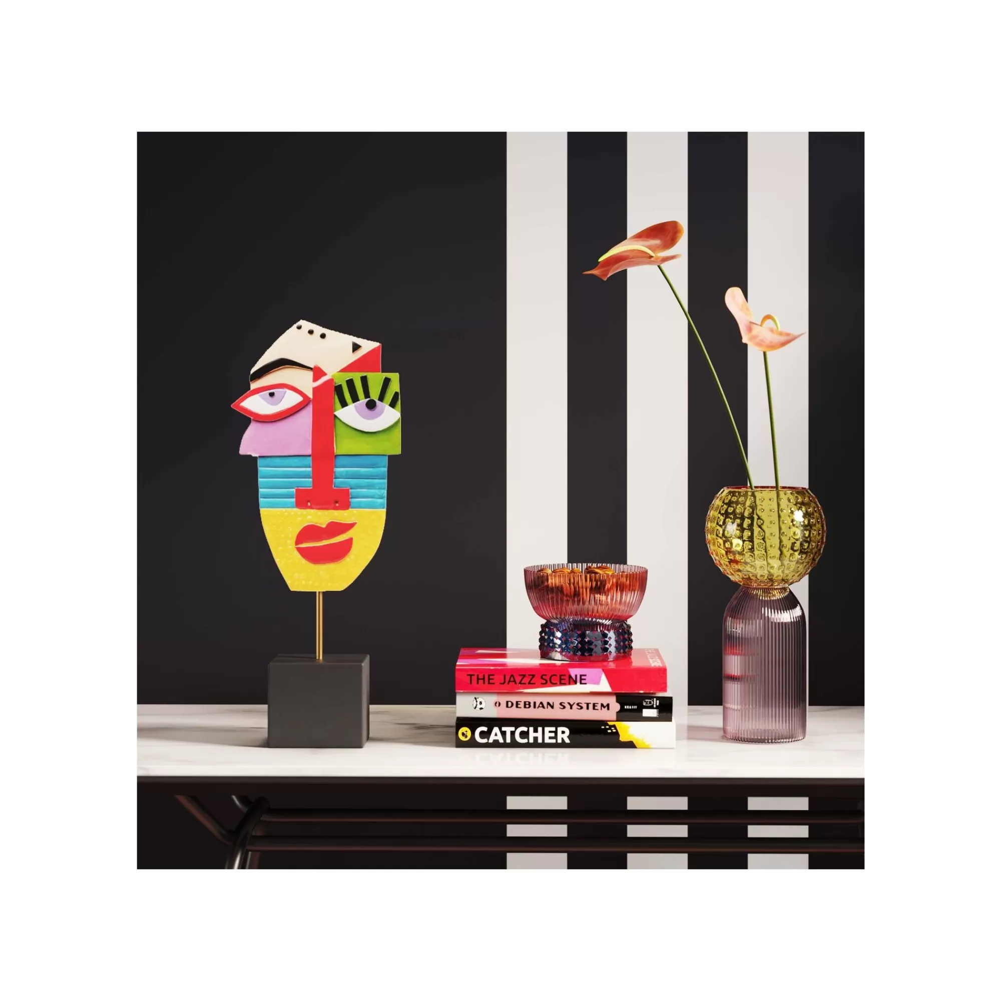 KARE Design Déco Visage Abstrait Multicolore ^ Déco