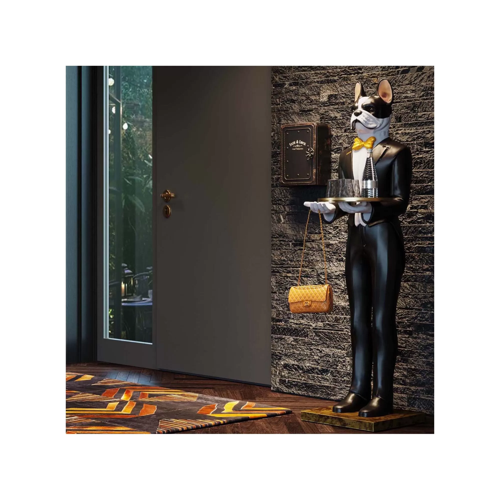 KARE Design Déco XL Chien Majordome Noir Et Blanc 165cm ^ Déco