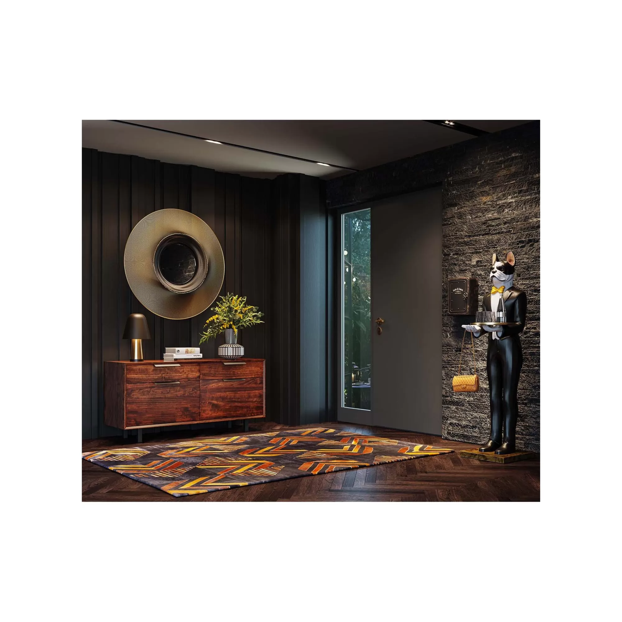 KARE Design Déco XL Chien Majordome Noir Et Blanc 165cm ^ Déco