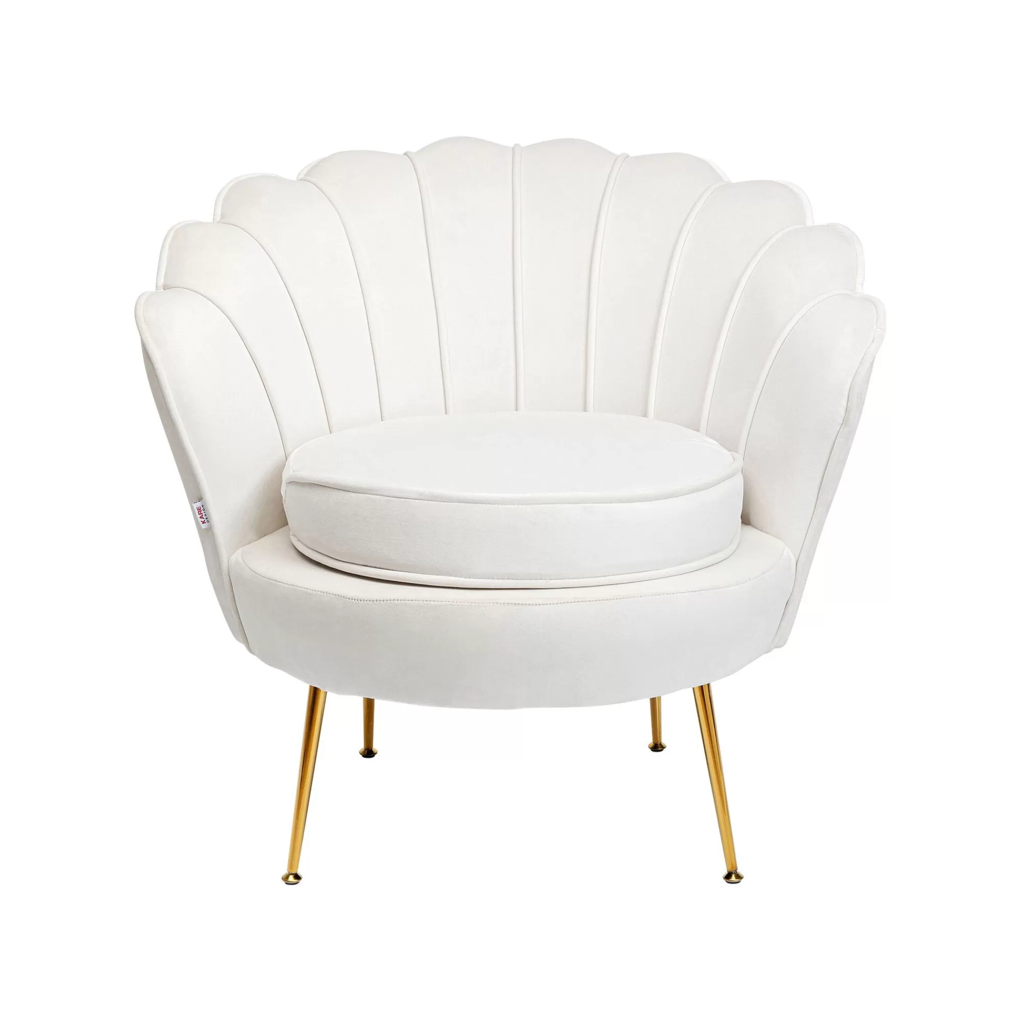 KARE Design Fauteuil Water Lily Velours écru Et Acier Doré ^ Fauteuil