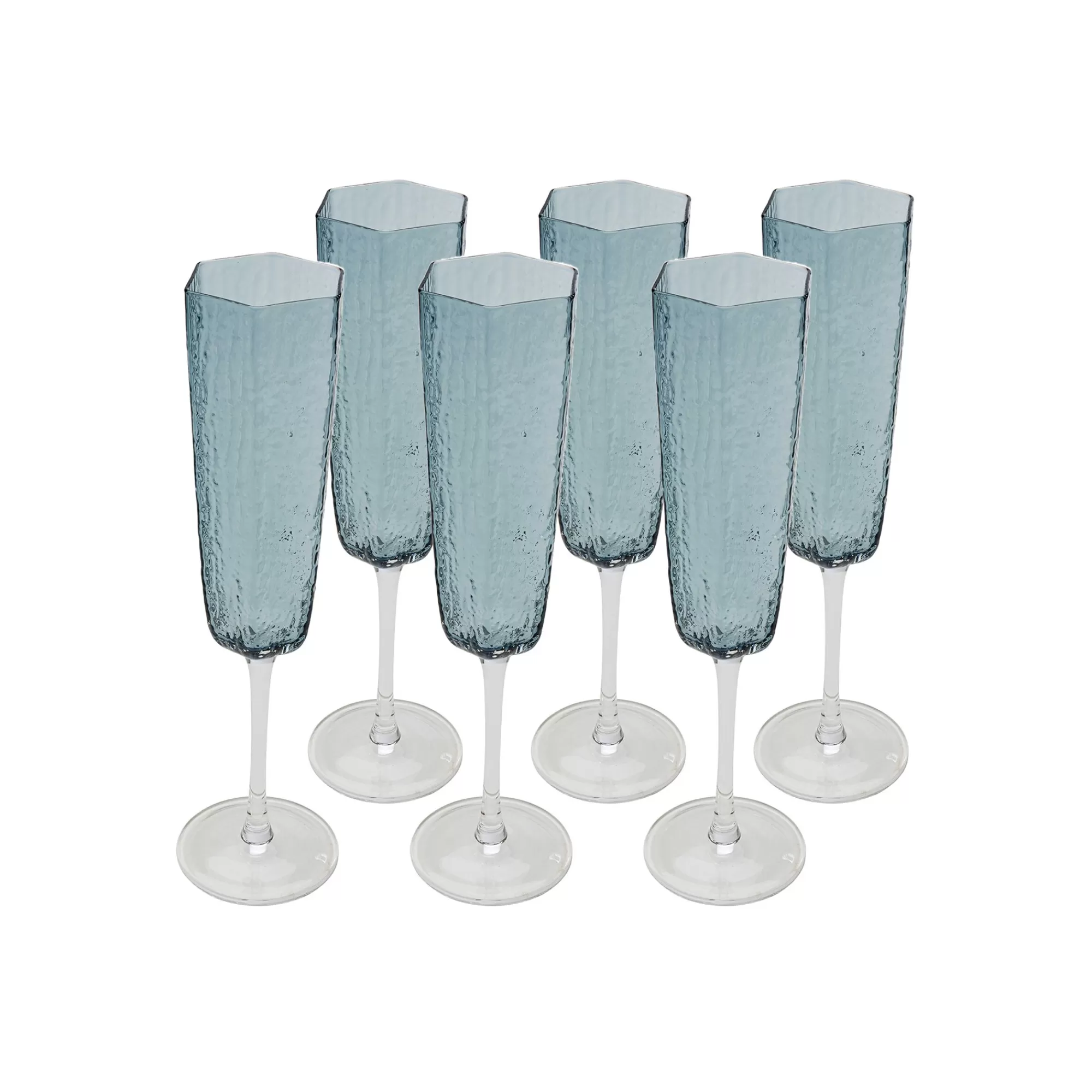 KARE Design Flûtes à Champagne Cascata Bleues Set De 6 ^ Vaisselle