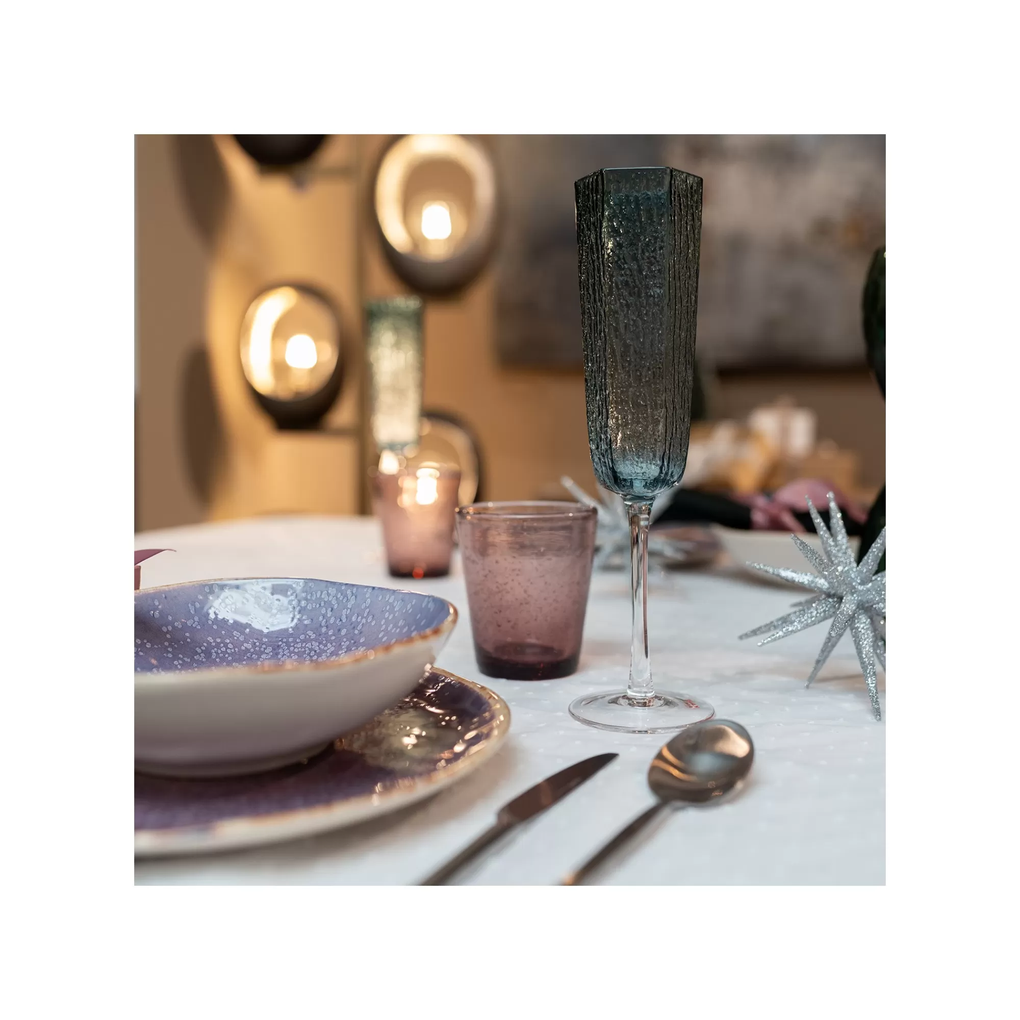 KARE Design Flûtes à Champagne Cascata Bleues Set De 6 ^ Vaisselle