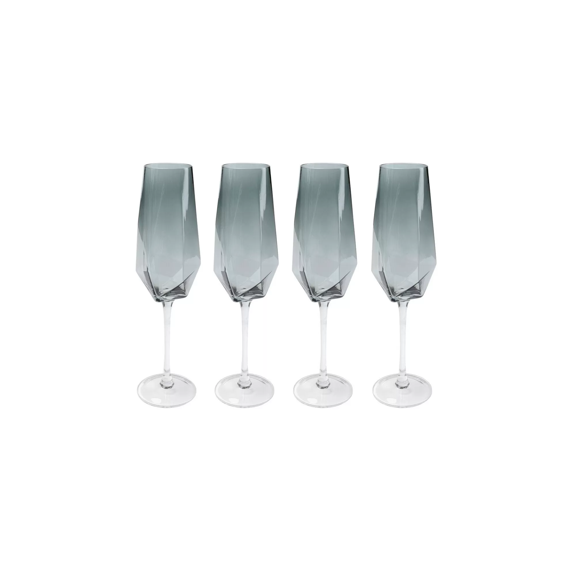 KARE Design Flûtes à Champagne Diamond Fumé Set De 4 ^ Vaisselle