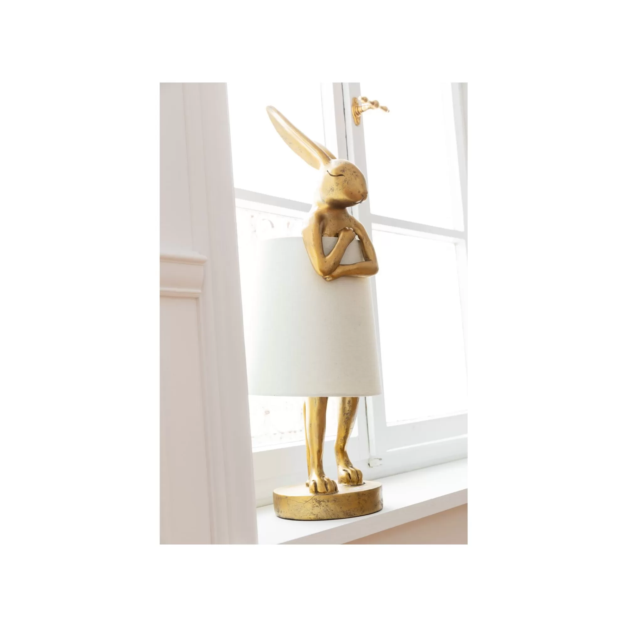 KARE Design Lampe Animal Lapin Dorée Et Beige 68cm ^ Lampe De Table