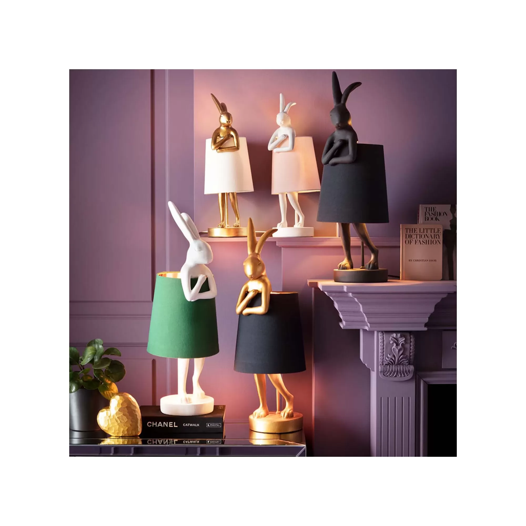 KARE Design Lampe Animal Lapin Dorée Et Noire 68cm ^ Lampe De Table