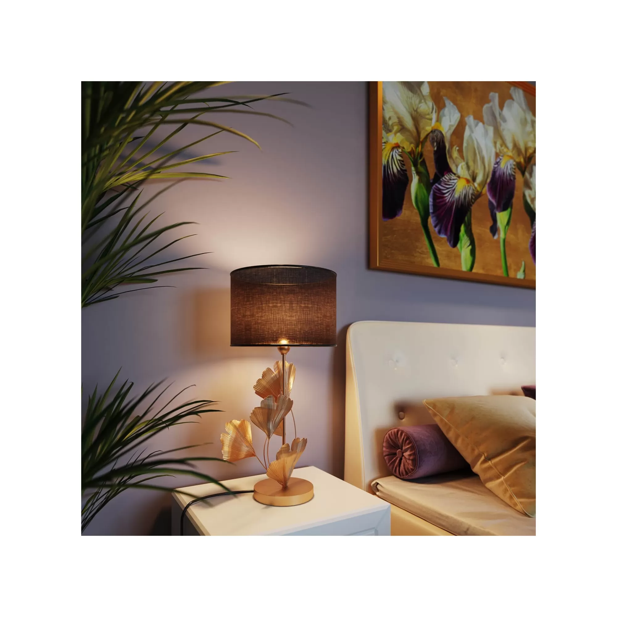 KARE Design Lampe Feuilles De Ginkgo Dorées Et Noir ^ Lampe De Table