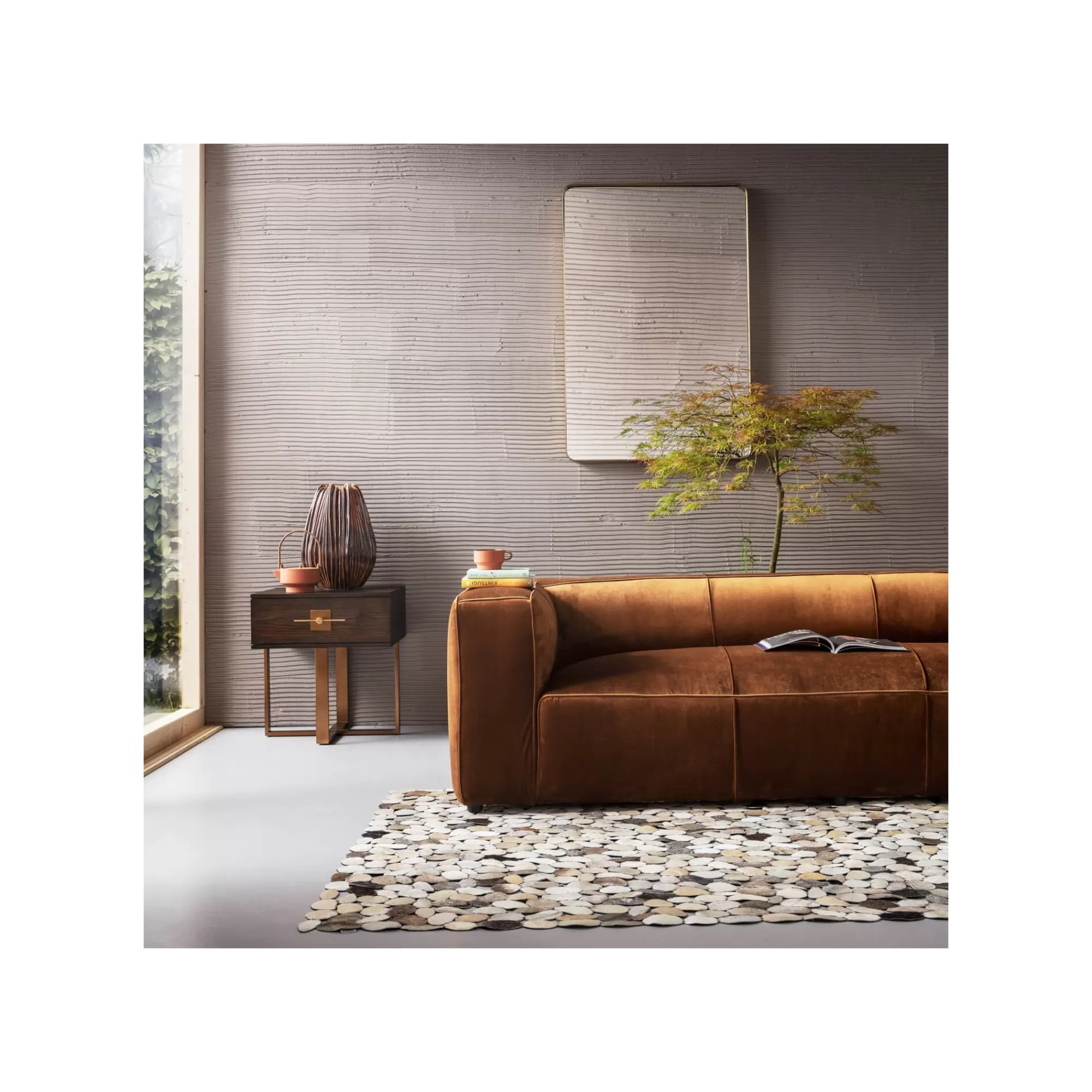 KARE Design Miroir Curve Rectangulaire Laiton 120x80cm ^ Miroir
