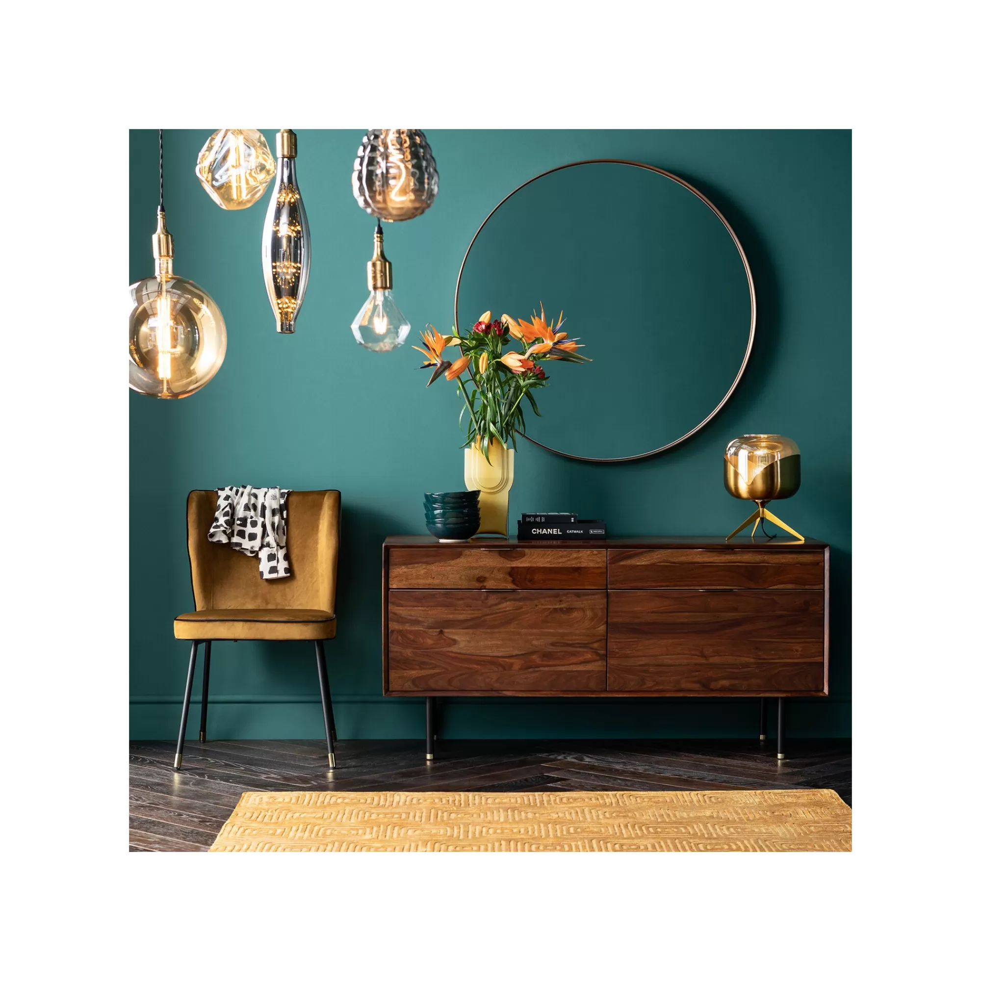 KARE Design Miroir Curve Rond Laiton 100cm ^ Miroir