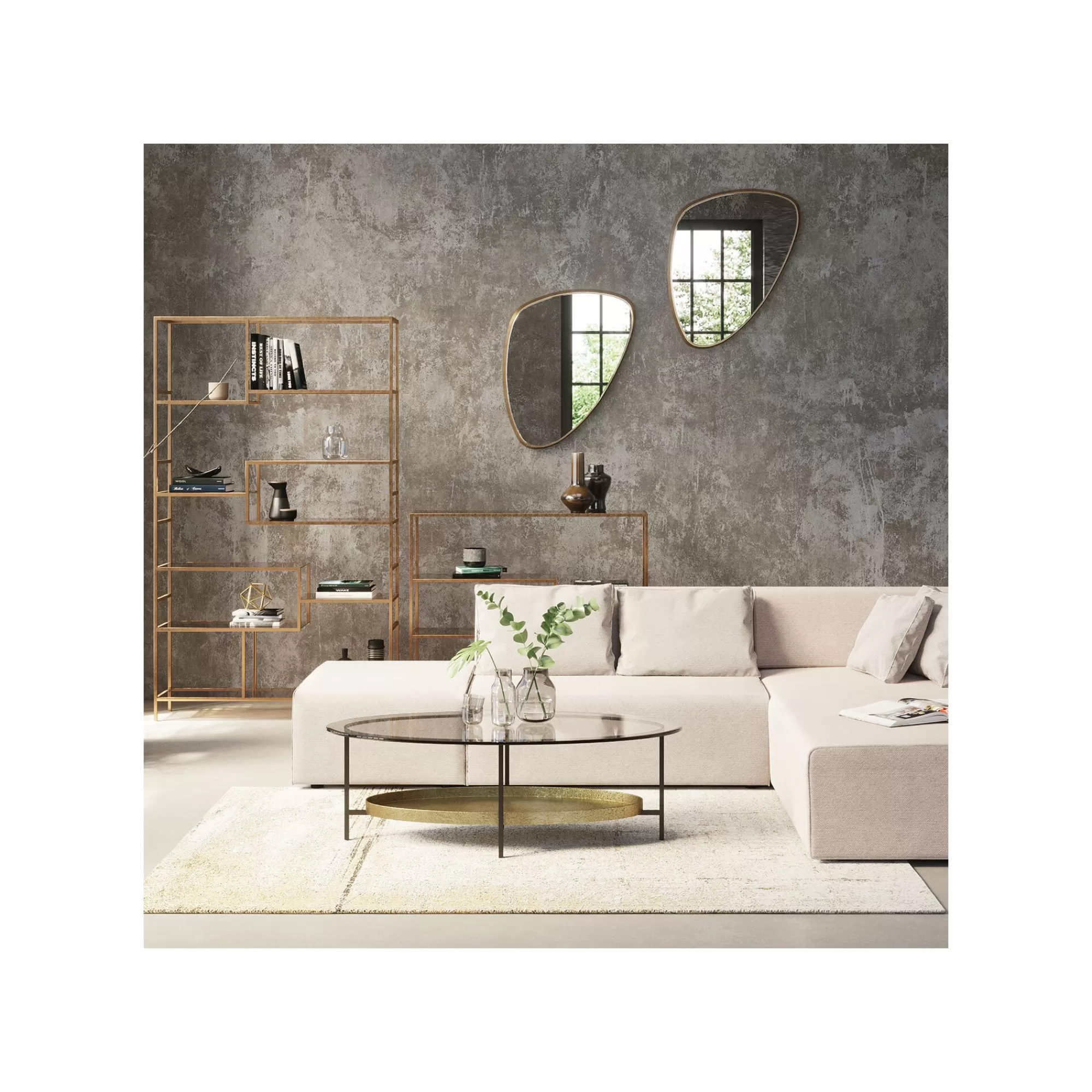 KARE Design Miroir Jetset Triangulaire 83x56cm Doré ^ Miroir