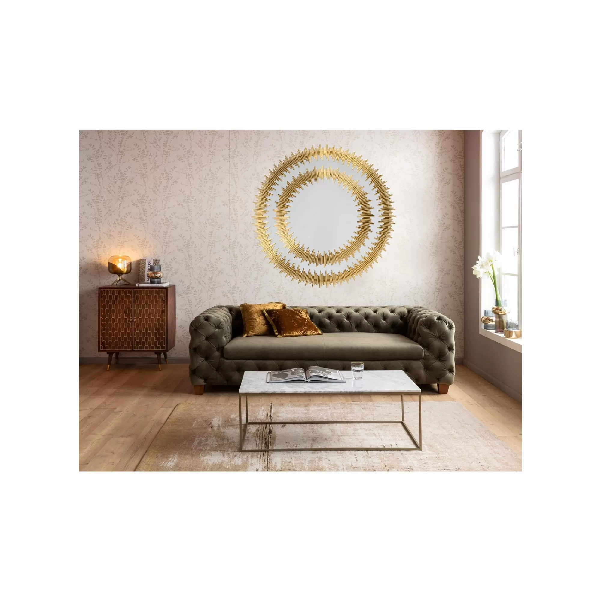 KARE Design Miroir Solare Doré 132cm ^ Miroir