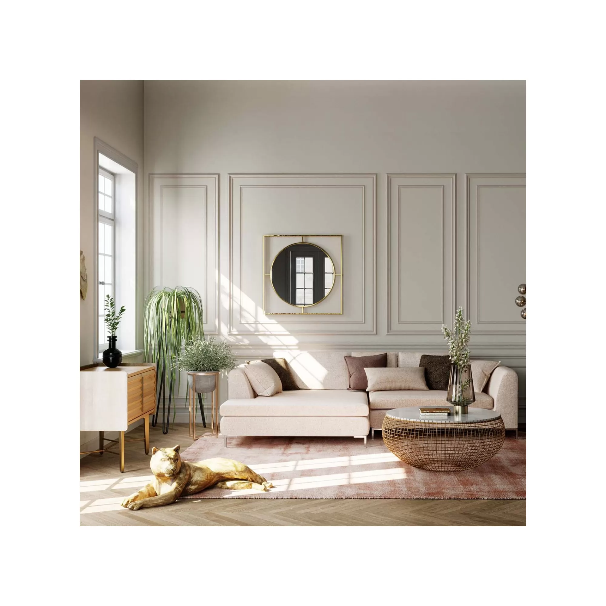 KARE Design Miroir Stanford 90x90cm Doré ^ Miroir