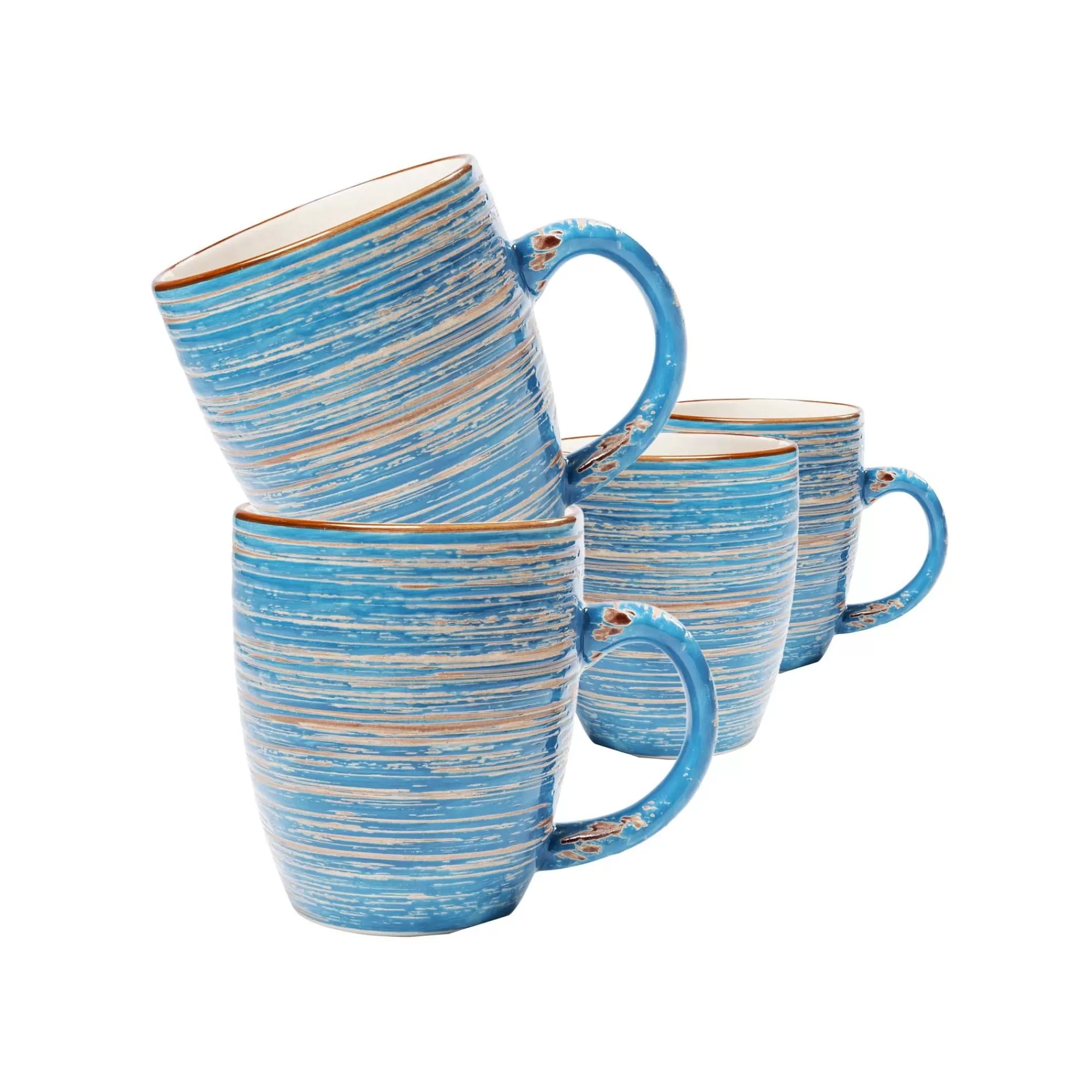 KARE Design Mugs Swirl Blue Set De 4 ^ Vaisselle