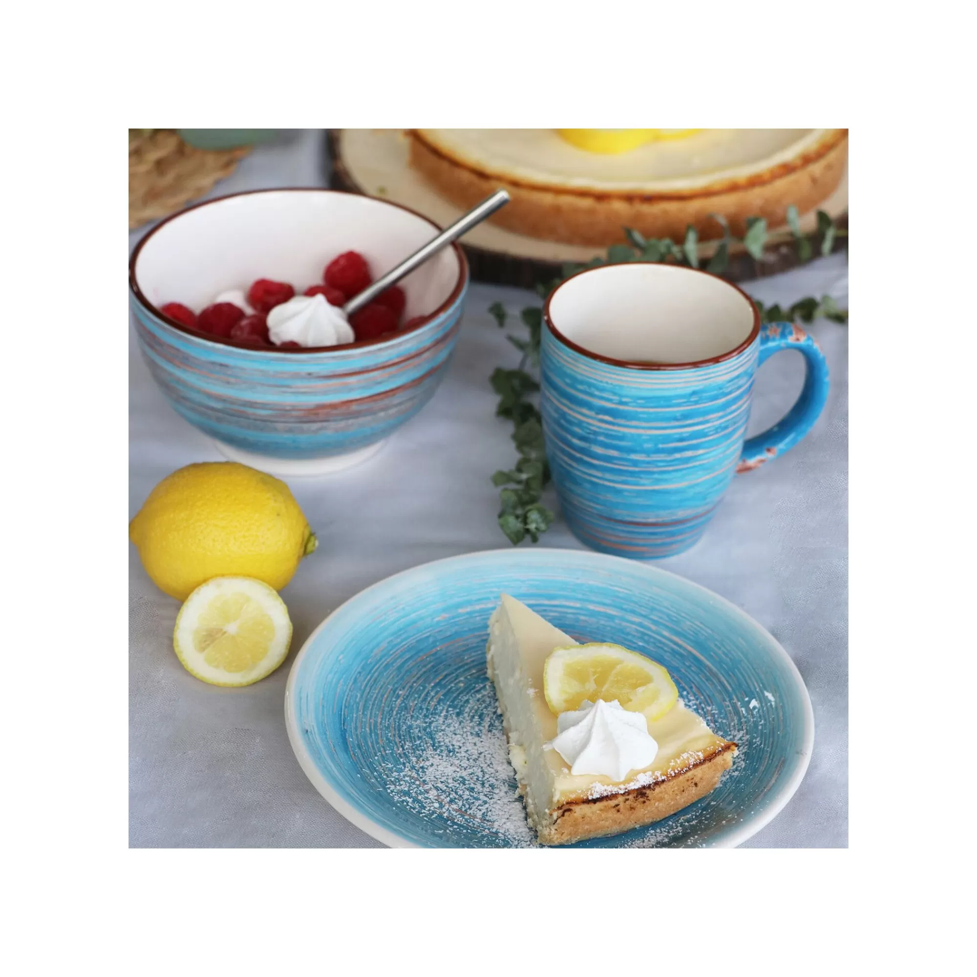 KARE Design Mugs Swirl Blue Set De 4 ^ Vaisselle