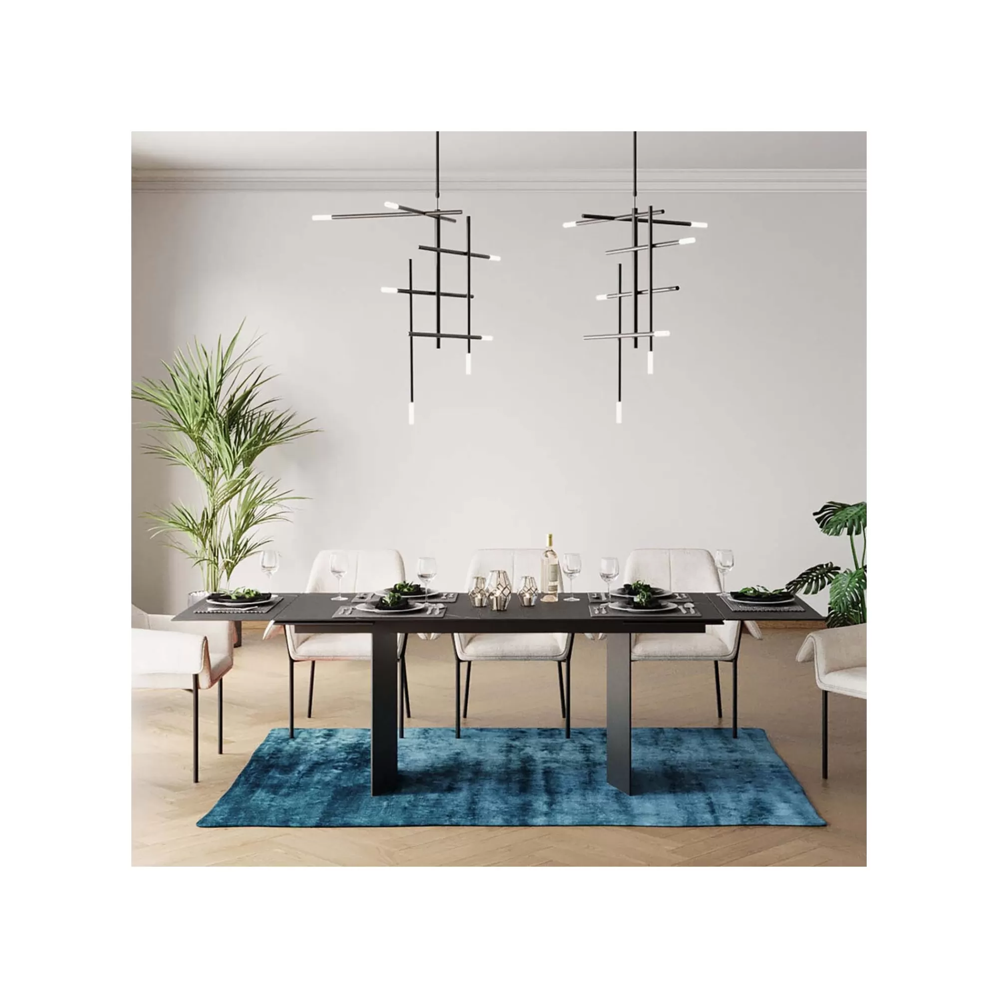 KARE Design Table à Rallonges Novel 180x90cm Noire ^ Table