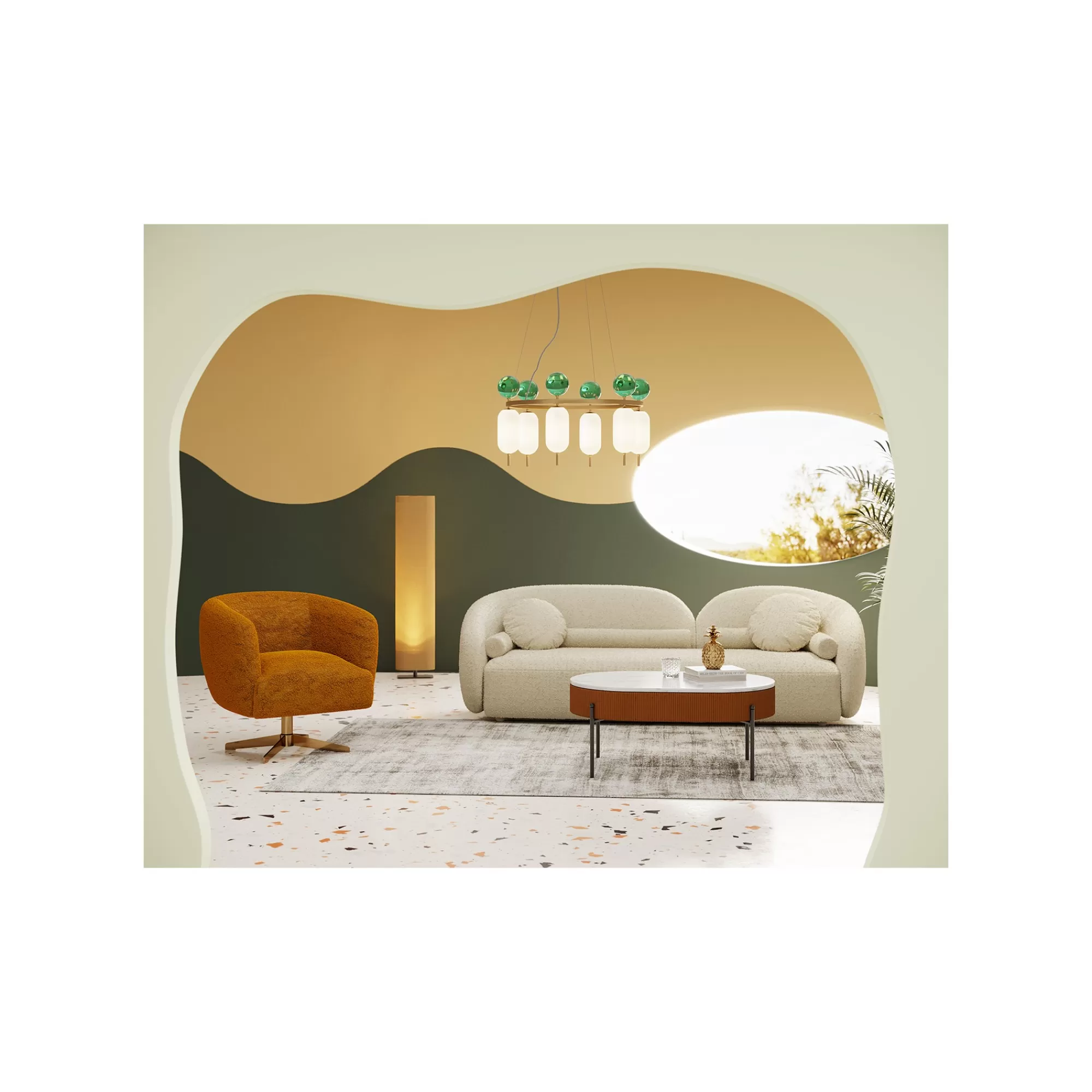 KARE Design Table Basse Coffre Ballabile Orange Effet Marbre Blanc ^ Table Basse