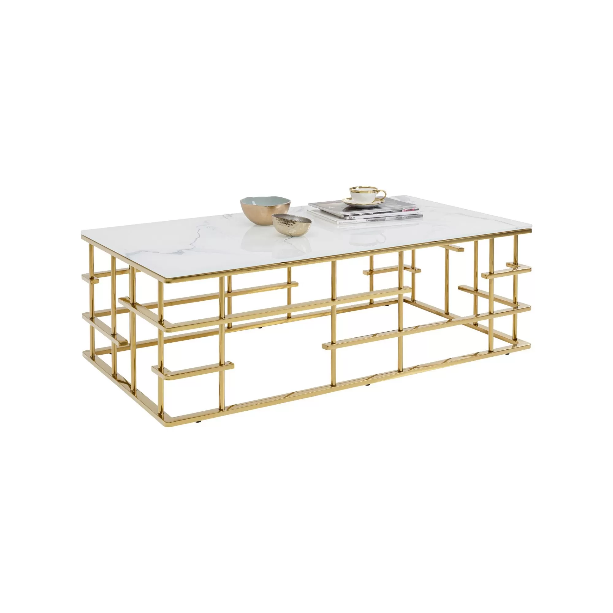 KARE Design Table Basse Rome 130x70cm Blanc Et Or ^ Table Basse