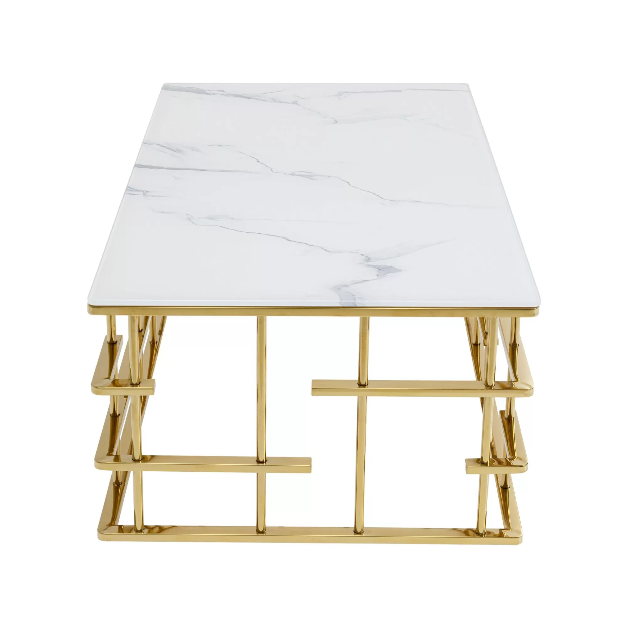 KARE Design Table Basse Rome 130x70cm Blanc Et Or ^ Table Basse