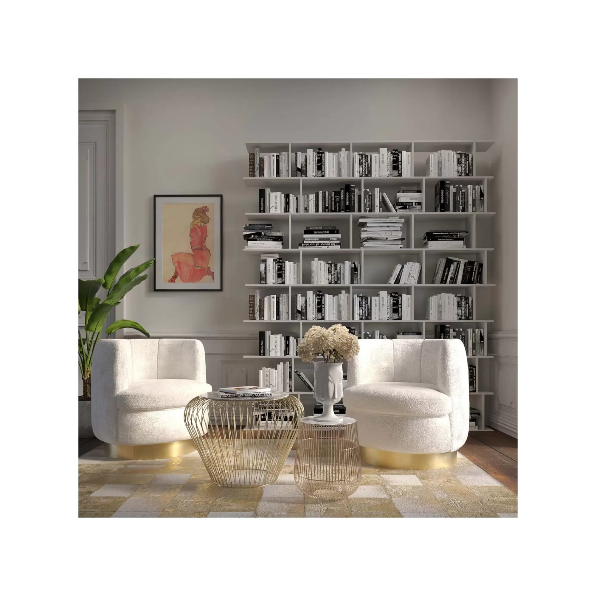 KARE Design Table D'appoint Beam Dorée Marbre Blanc 32cm ^ Table D'Appoint & De Chevet