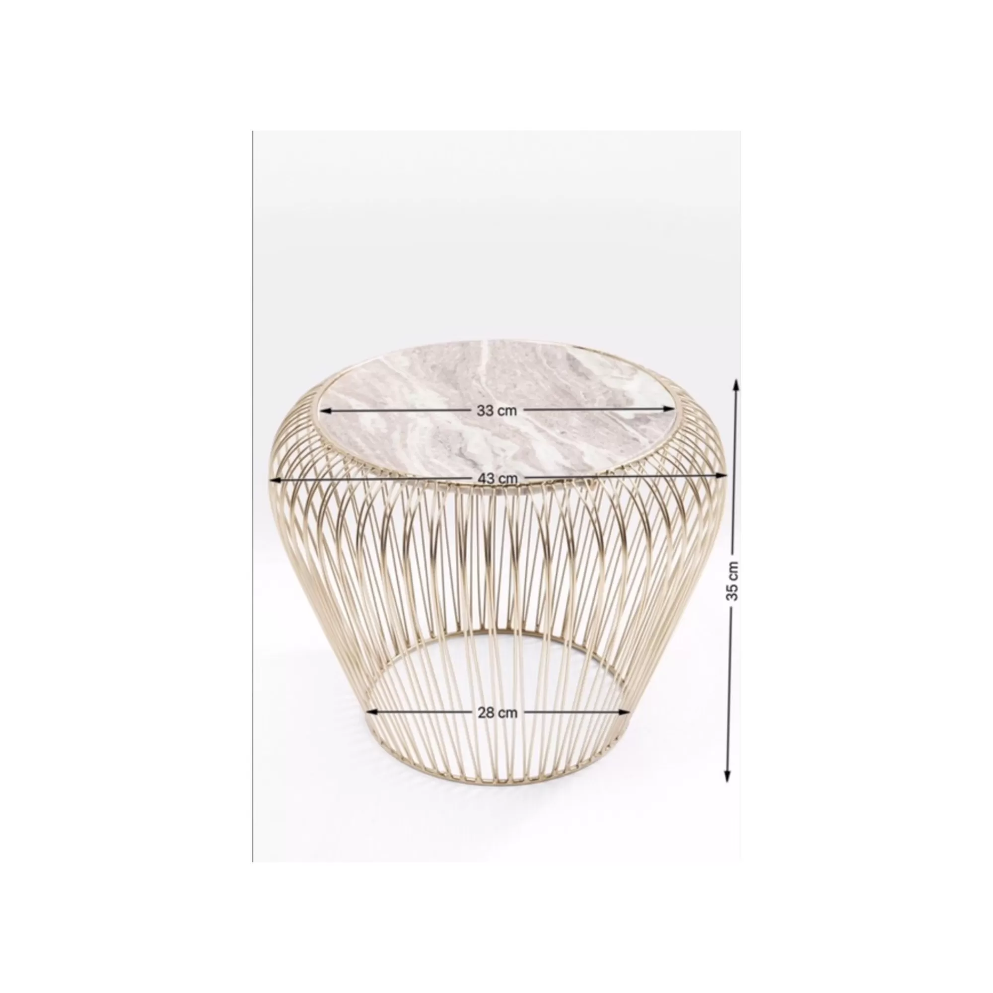 KARE Design Table D'appoint Beam Dorée Marbre Gris 43cm ^ Table D'Appoint & De Chevet
