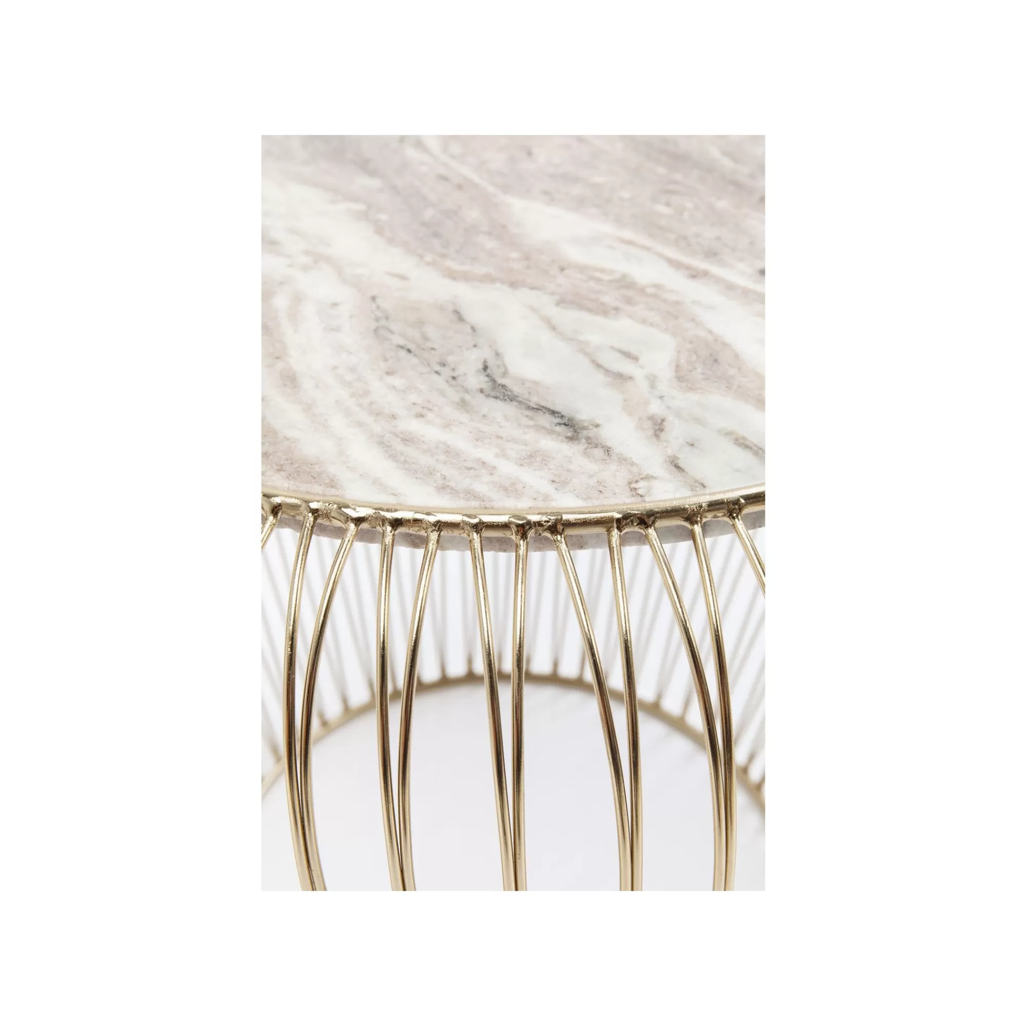 KARE Design Table D'appoint Beam Dorée Marbre Gris 43cm ^ Table D'Appoint & De Chevet